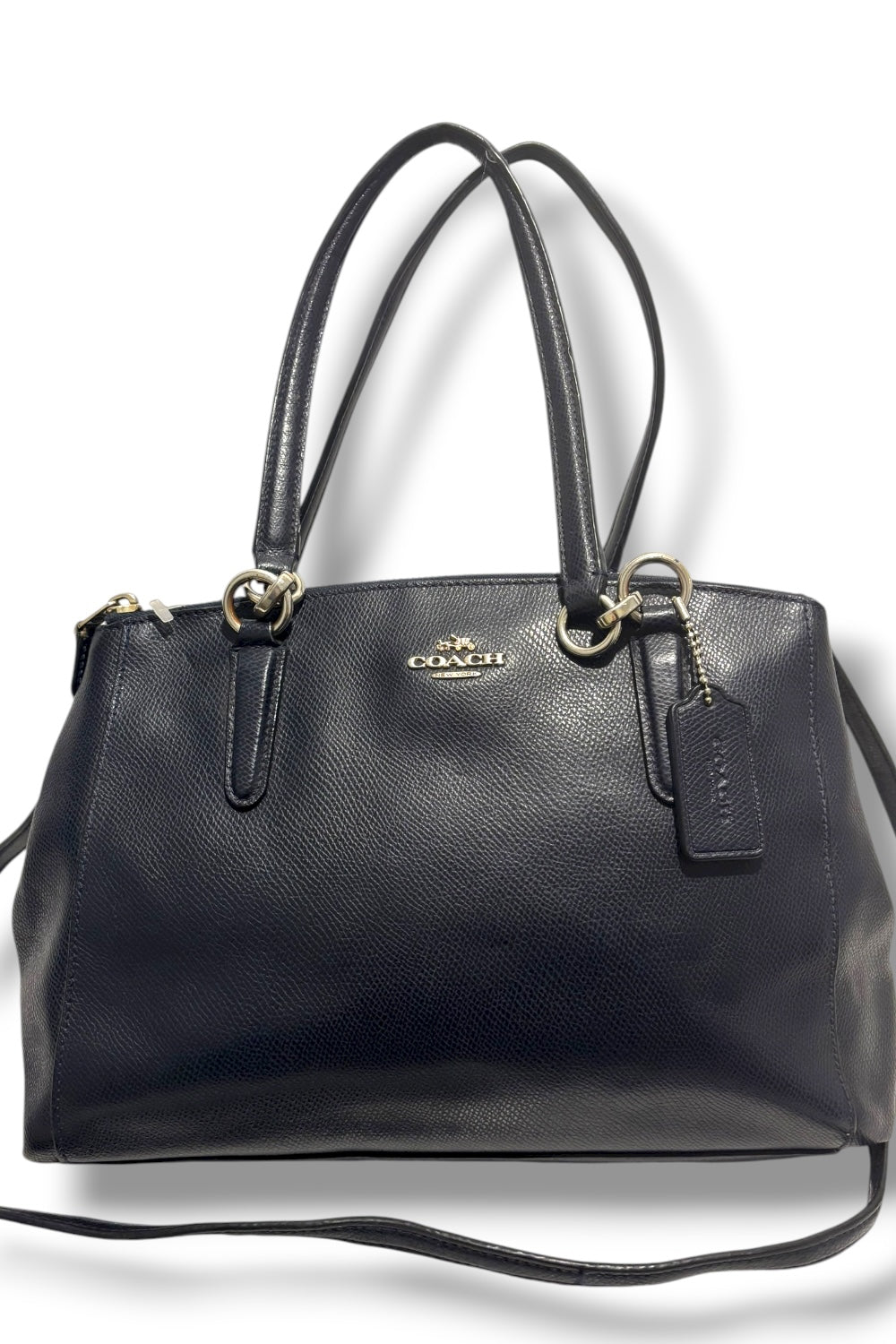 Coach 'Midnight' / Dark Mollie Navy Leather Carryall Vintage Tote Shoulder Bag