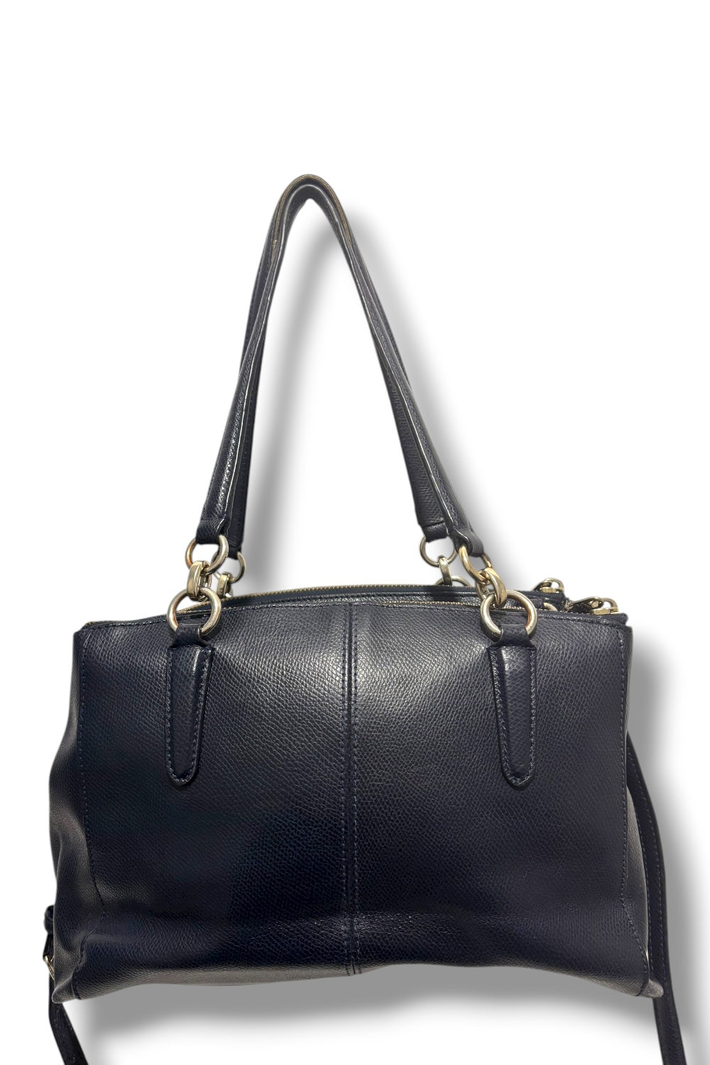 Coach 'Midnight' / Dark Mollie Navy Leather Carryall Vintage Tote Shoulder Bag