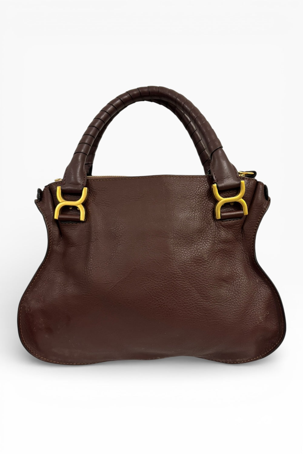 Chloe Marcie Burgundy / Purple Grained Leather Large Satchel Shoulder Bag