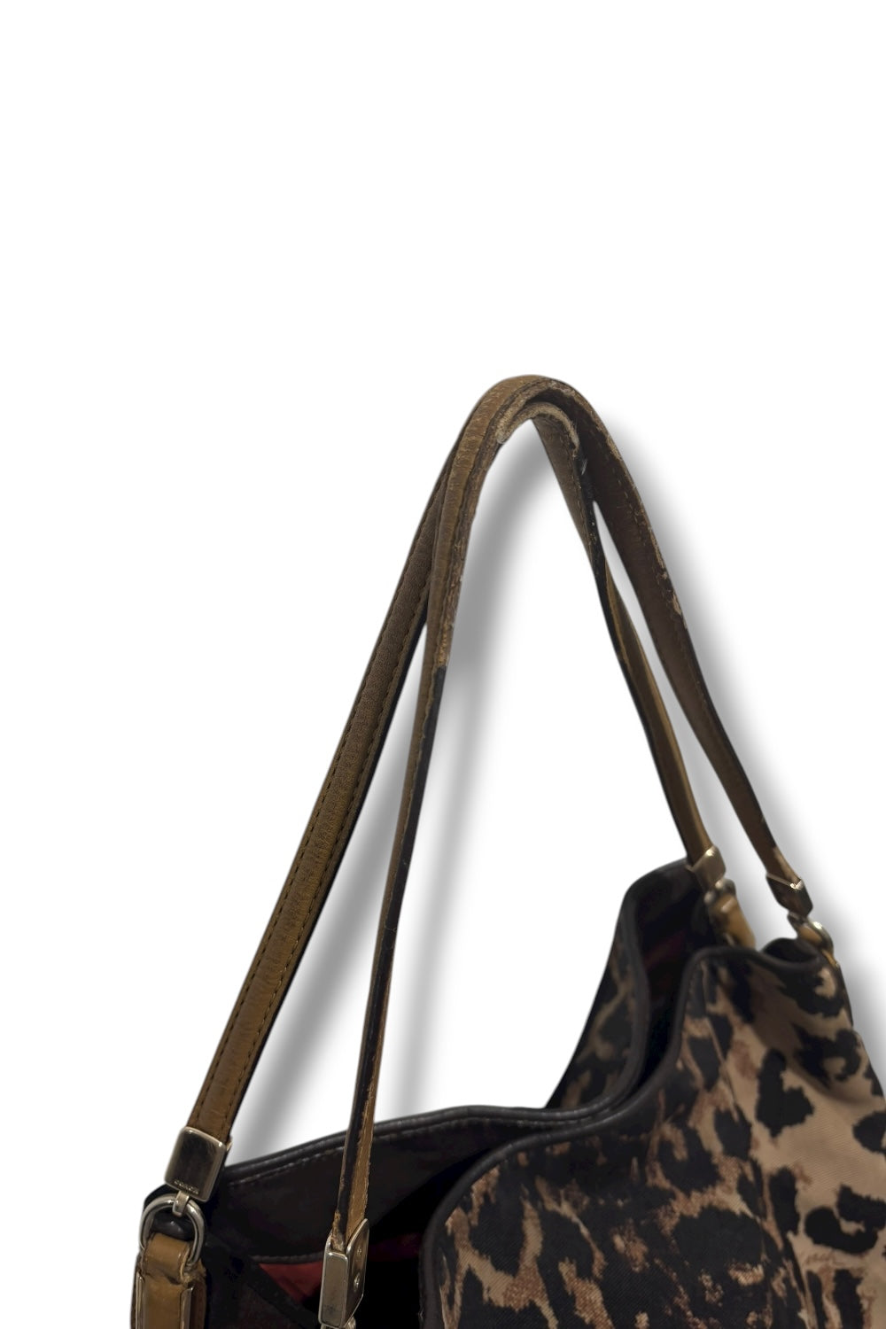 Coach Brown & Black Madison Large Ocelot / Leopard Animal Print Canvas & Leather