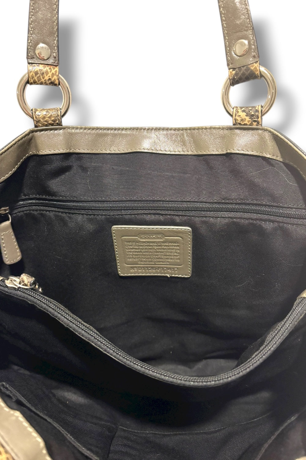 Coach Limited Edition Black Brown Snake Print Python Embossed Tote Shoulder Bag