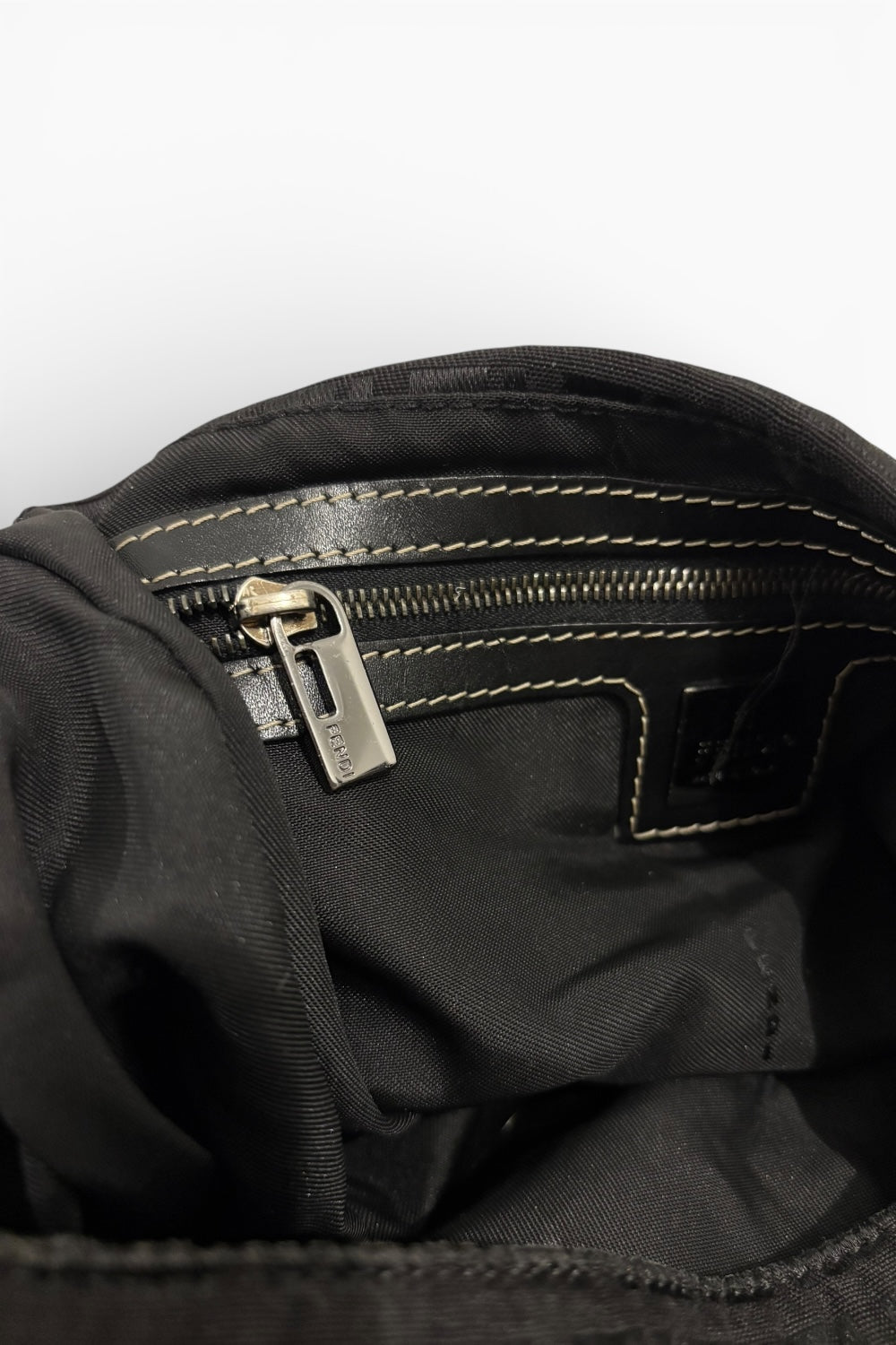 Fendi Black Zucca Mamma Baguette Canvas & Leather Vintage Shoulder Bag