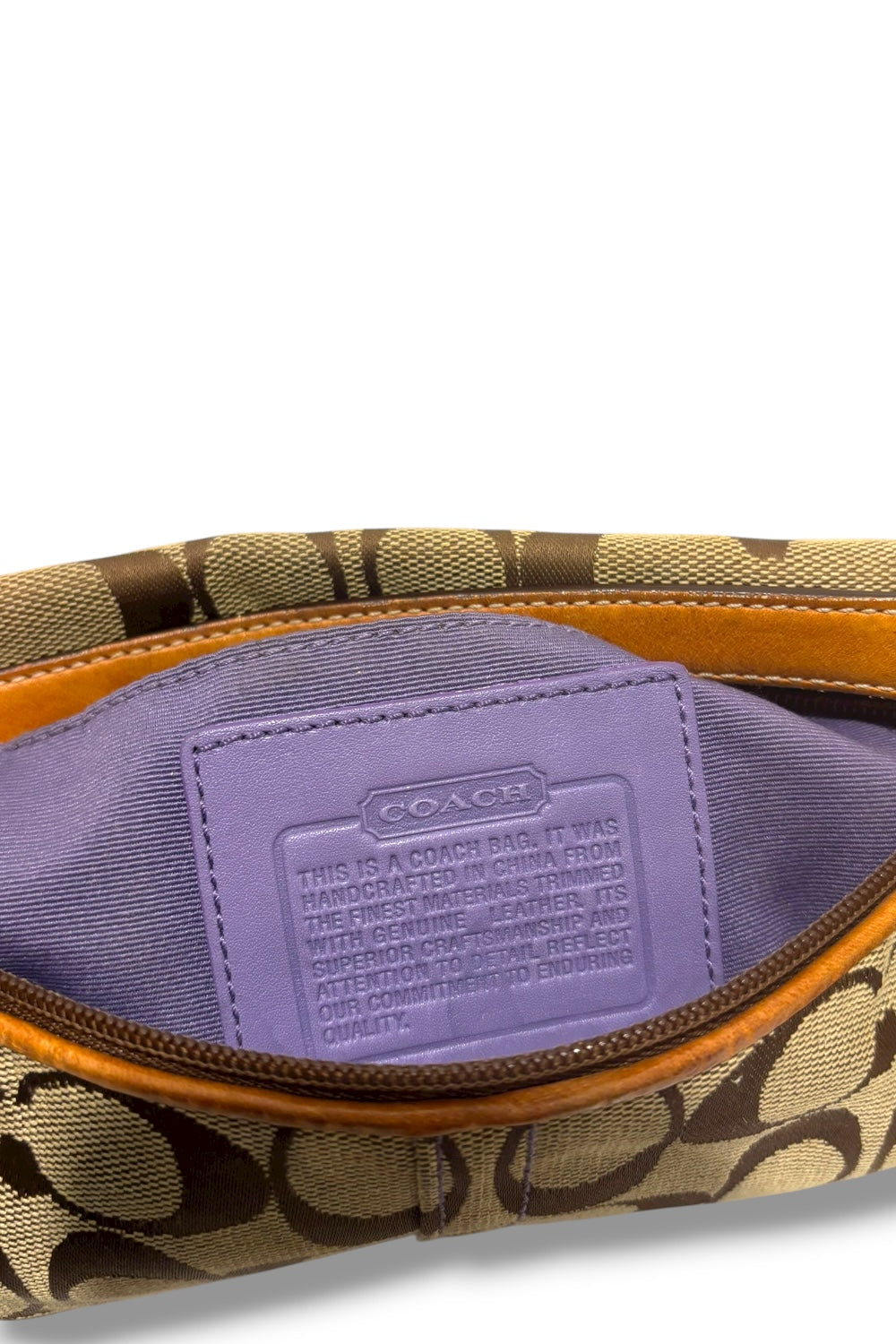 Coach Vintage Brown & Purple Suede Canvas & Leather Baguette Y2K Handbag
