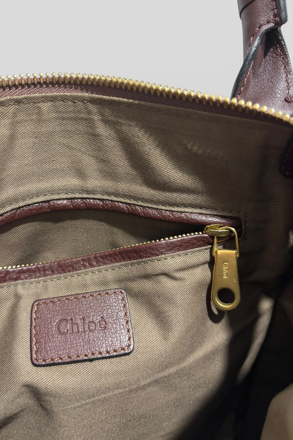 Chloe Marcie Burgundy / Purple Grained Leather Large Satchel Shoulder Bag