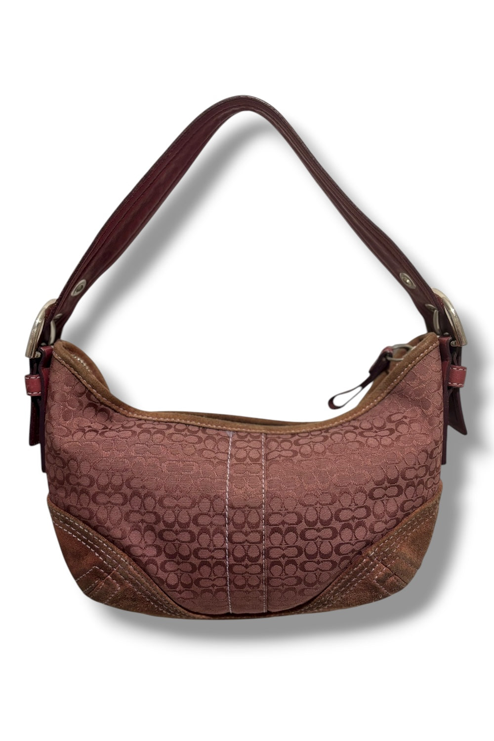 Coach Rare Burgundy / Pink & Brown Canvas & Leather Soho Hobo Shoulder Bag