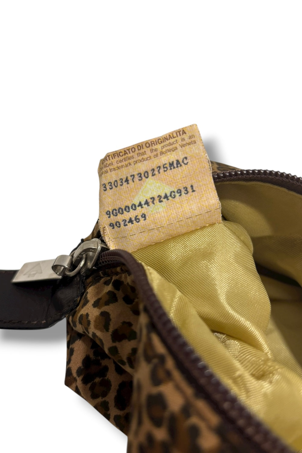 Bottega Veneta Leopard Print Vintage Brown & Black Satin Leather Top Handle Bag