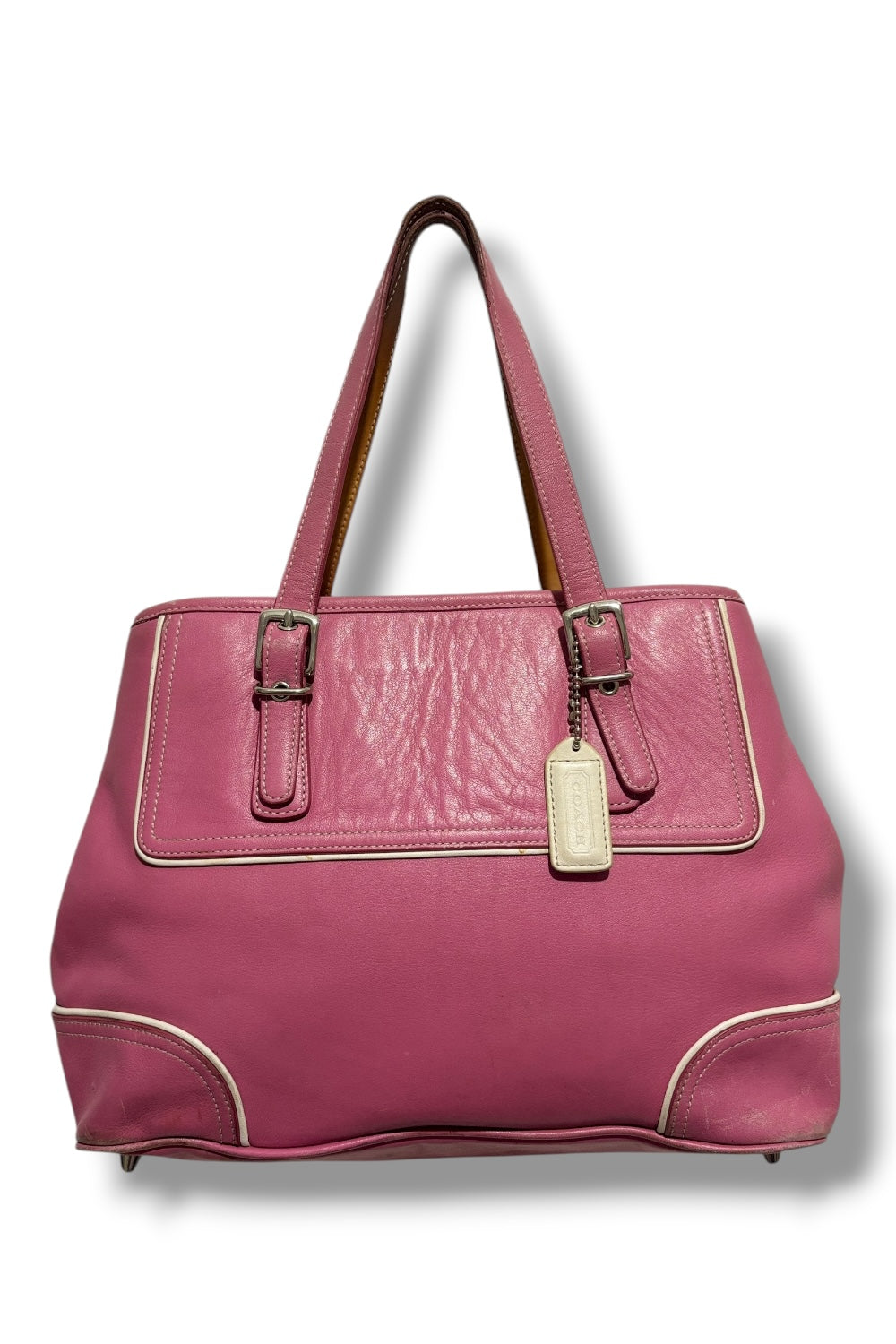 Coach Pink Hampton Leather & Silver Hardware Tote Shoulder Bag