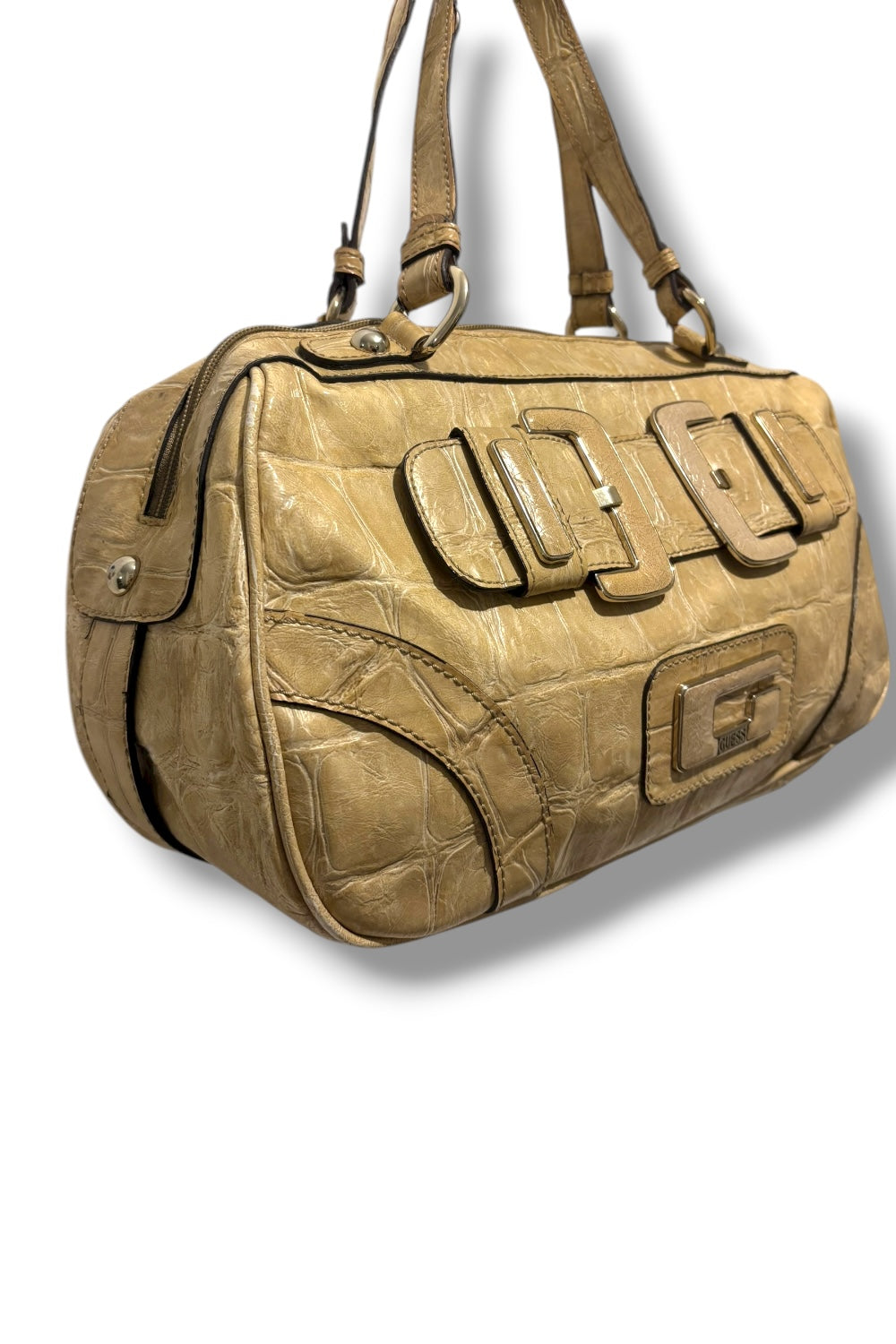 Guess Beige / Cream Croc Embossed PVC Leather Vintage Y2K Guess Bag