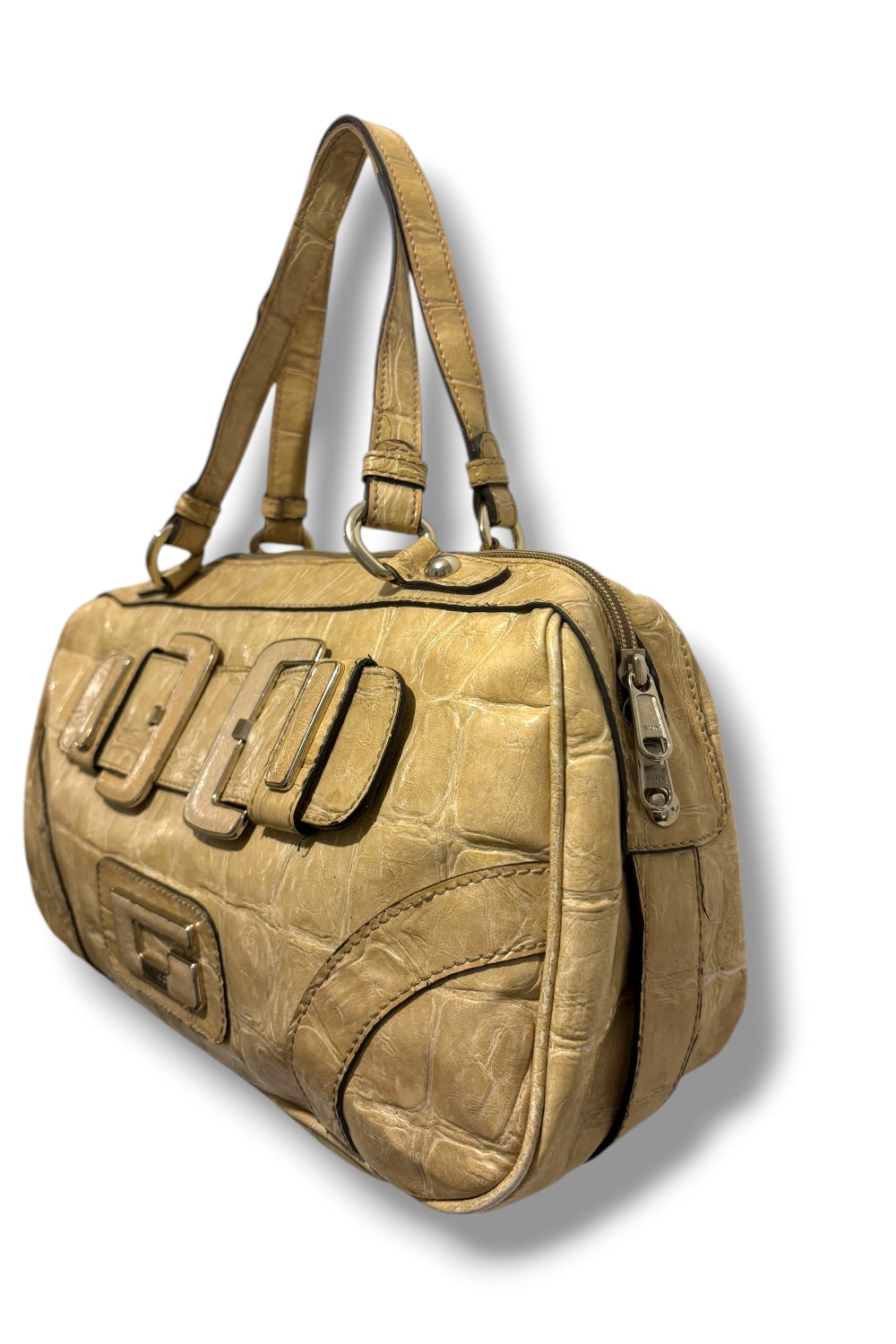 Guess Beige / Cream Croc Embossed PVC Leather Vintage Y2K Guess Bag