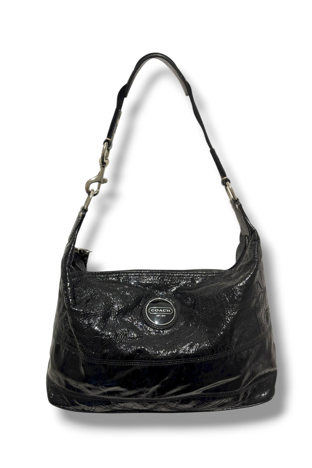 Coach Black Hobo Soho Patent Leather Vintage Signature Shoulder Bag