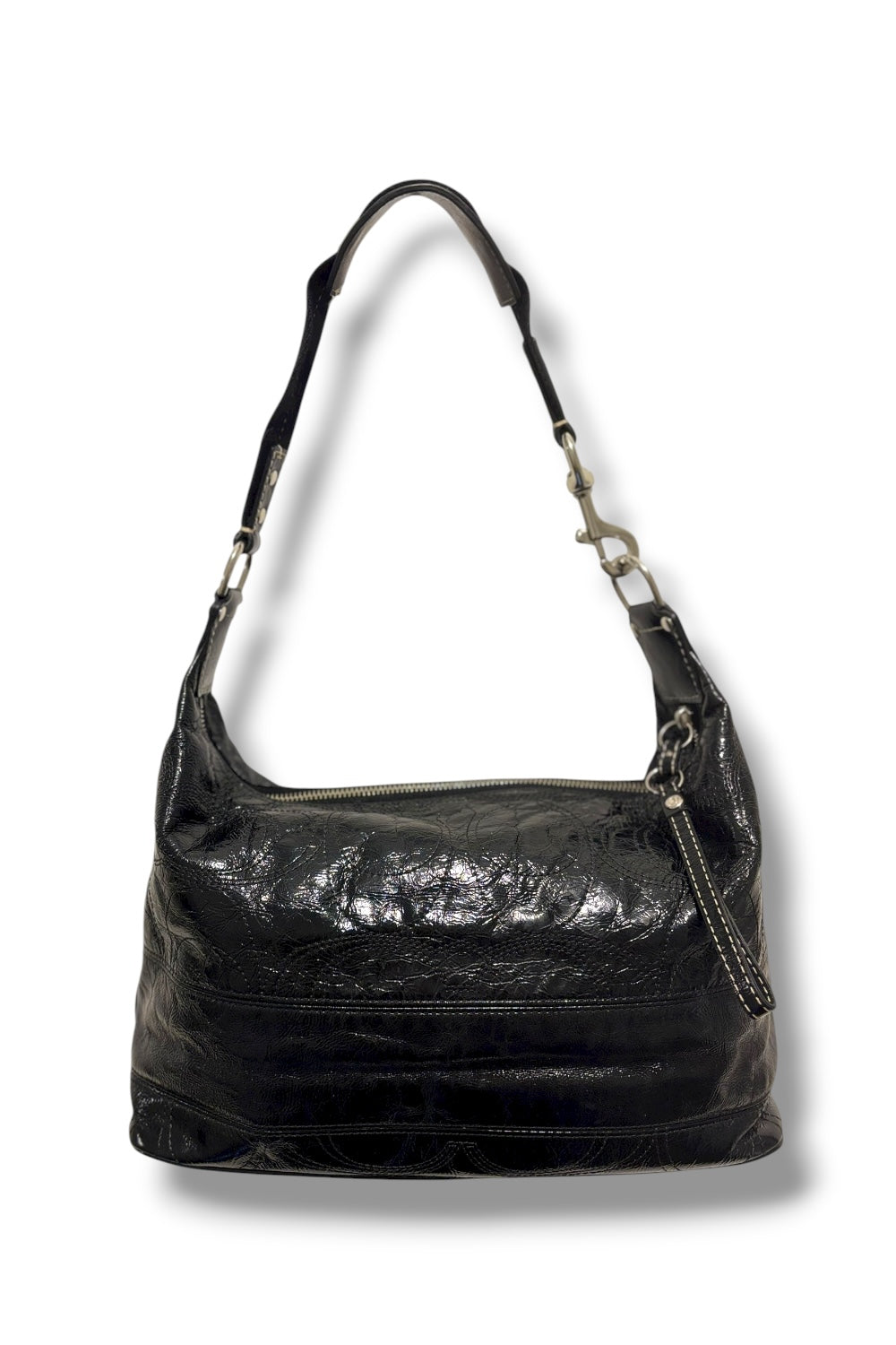 Coach Black Hobo Soho Patent Leather Vintage Signature Shoulder Bag