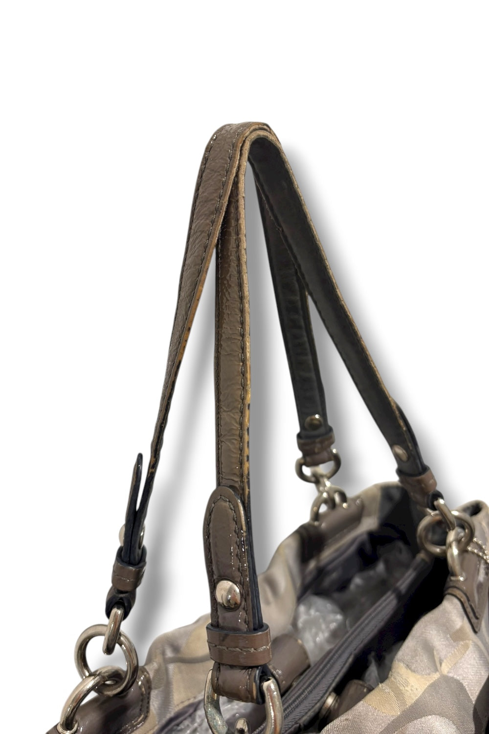 Coach Grey / Silver Penelope Canvas & Leather Signature Large Tote Shoulder Bag