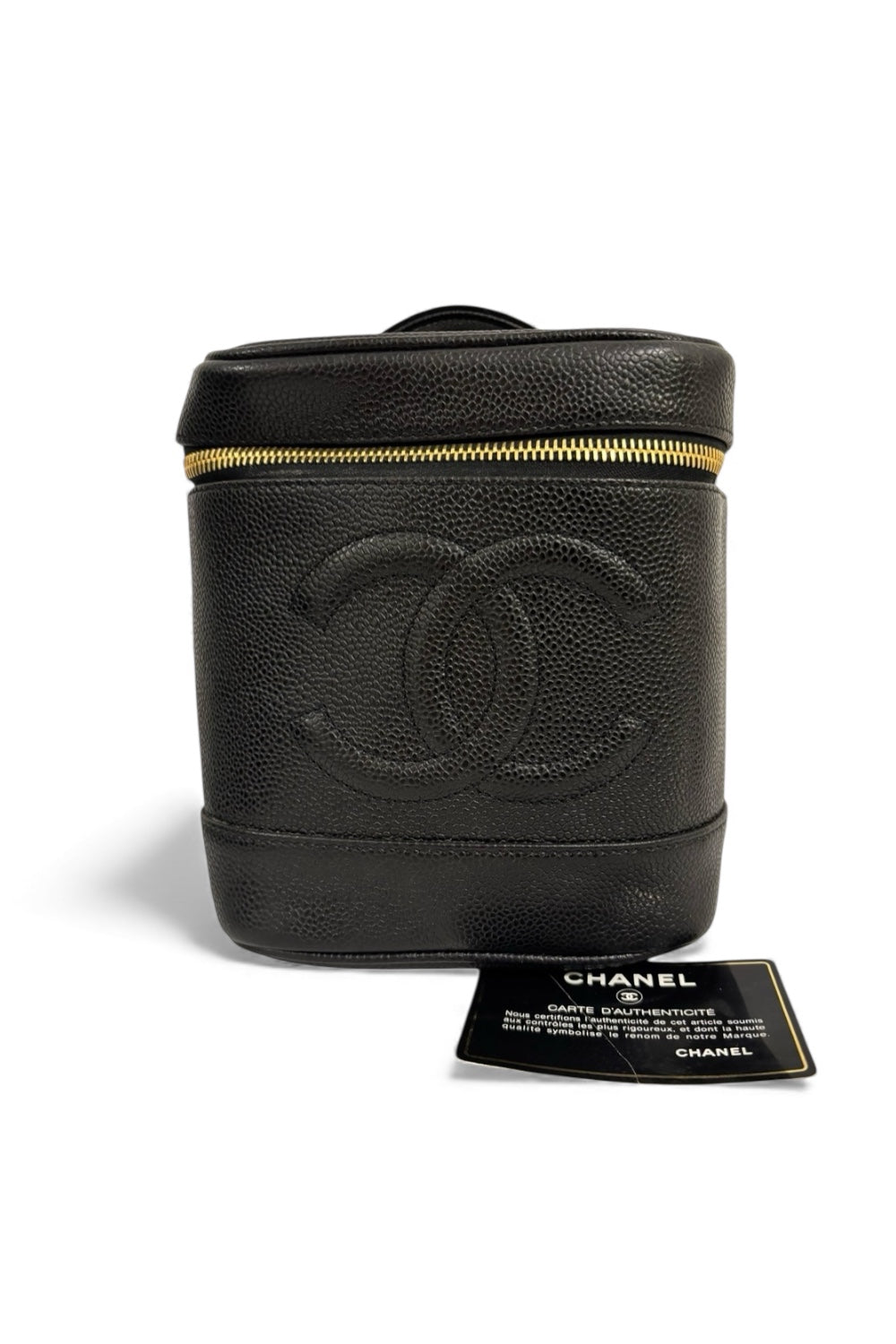 Chanel Black Caviar Leather Timeless Vanity Case Vintage Handbag