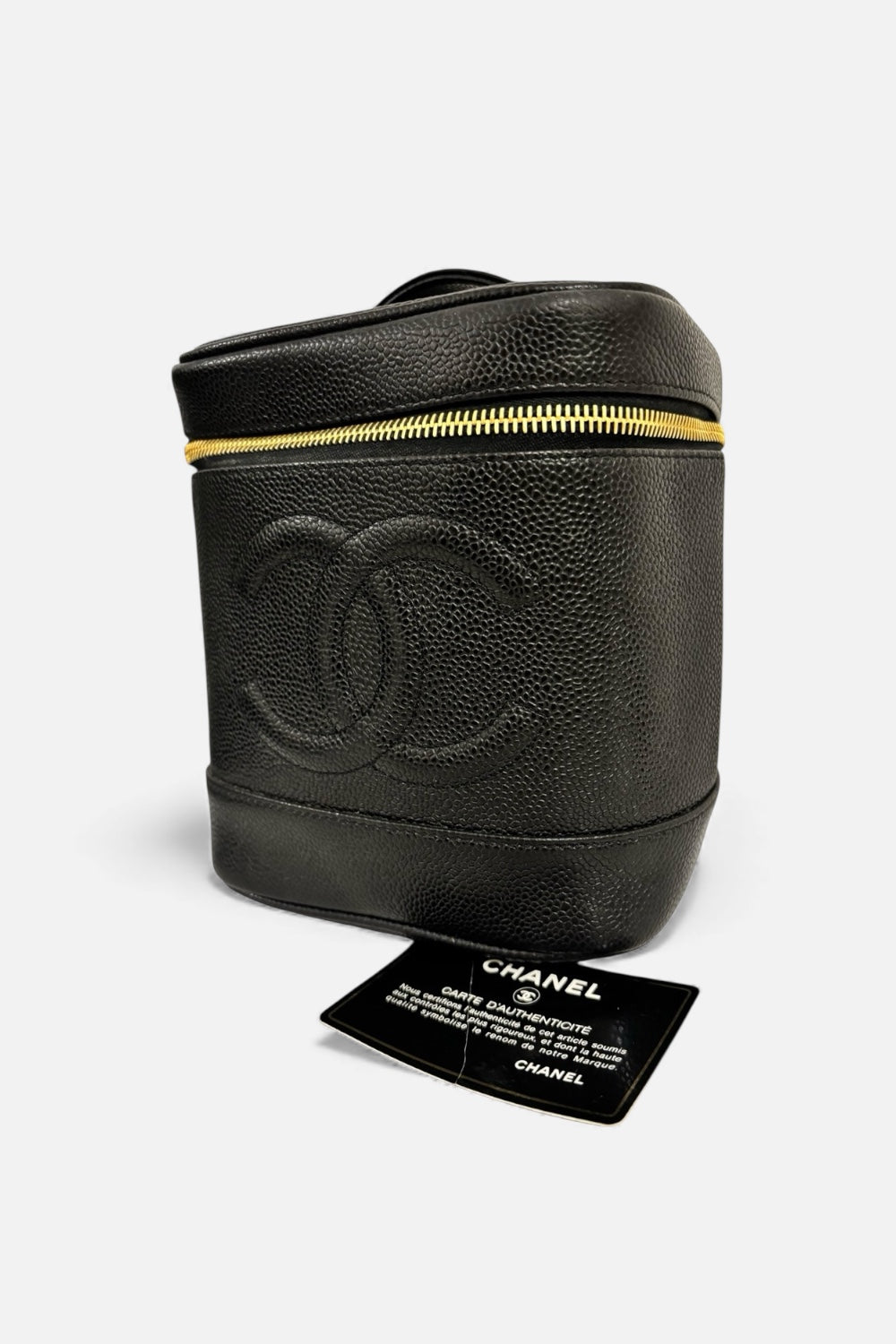 Chanel Black Caviar Leather Timeless Vanity Case Vintage Handbag