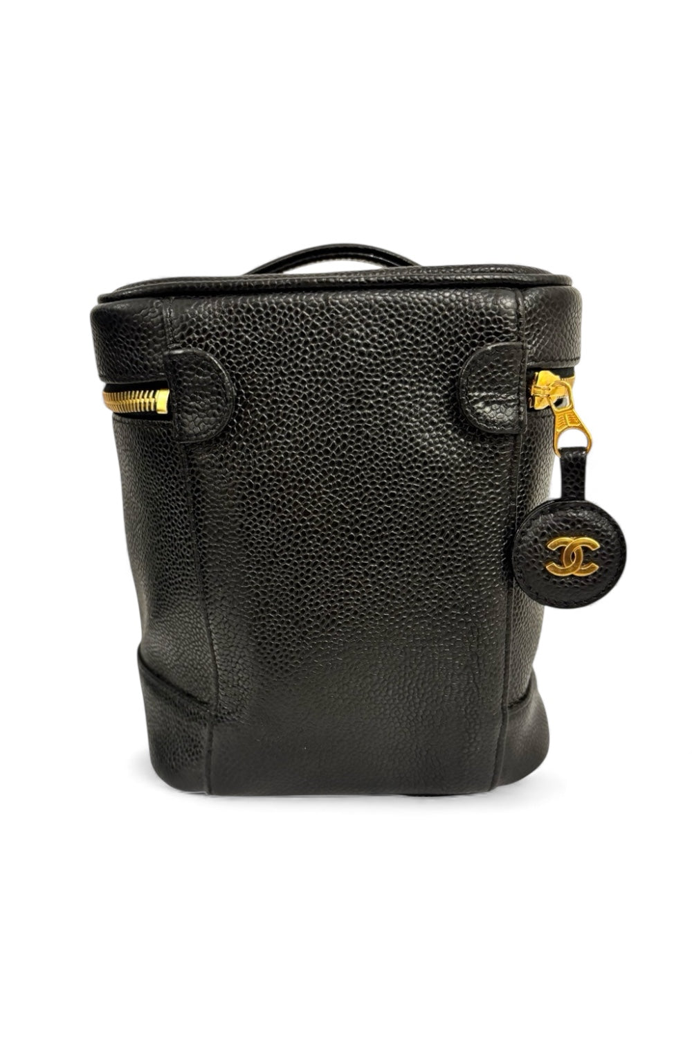 Chanel Black Caviar Leather Timeless Vanity Case Vintage Handbag