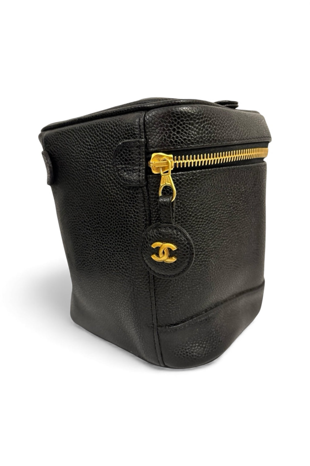 Chanel Black Caviar Leather Timeless Vanity Case Vintage Handbag
