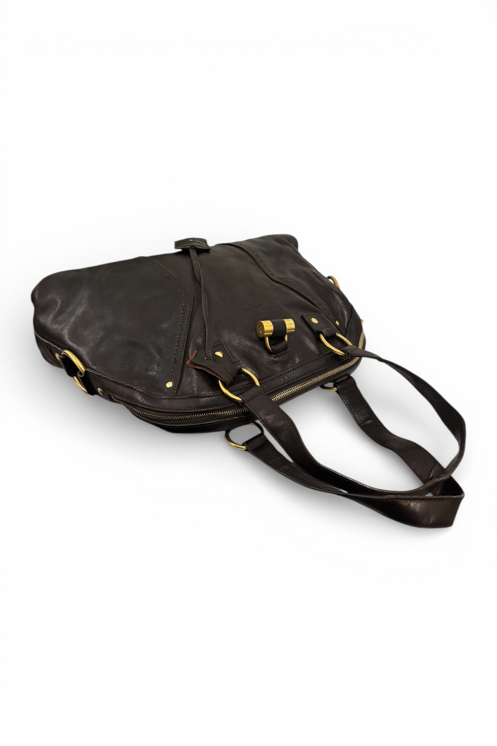 Yves Saint Laurent Muse Dark Brown Leather Shoulder Bag YSL