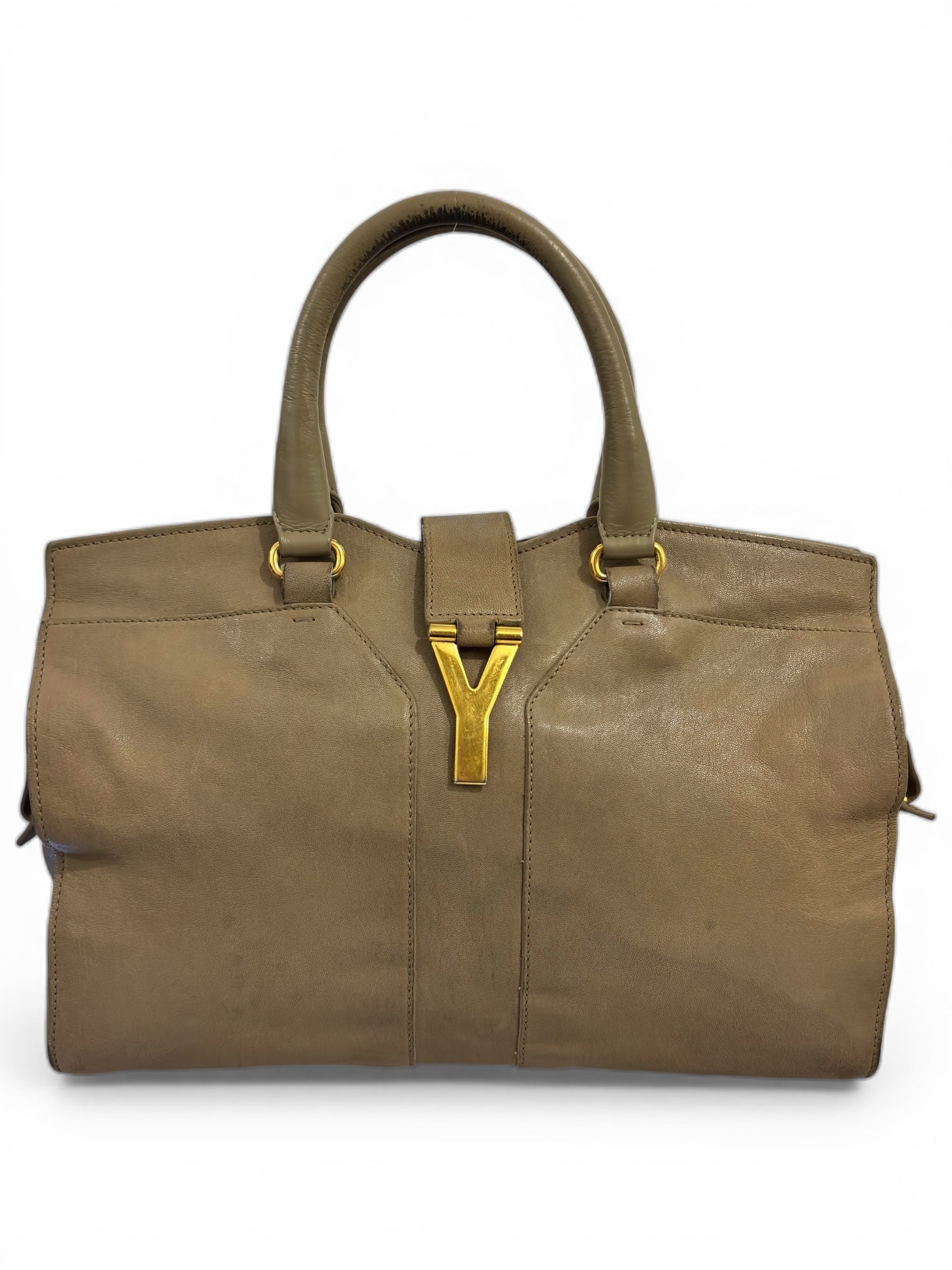 Yves Saint Laurent Beige Large Cabas Chyc Tote Vintage Shoulder Bag