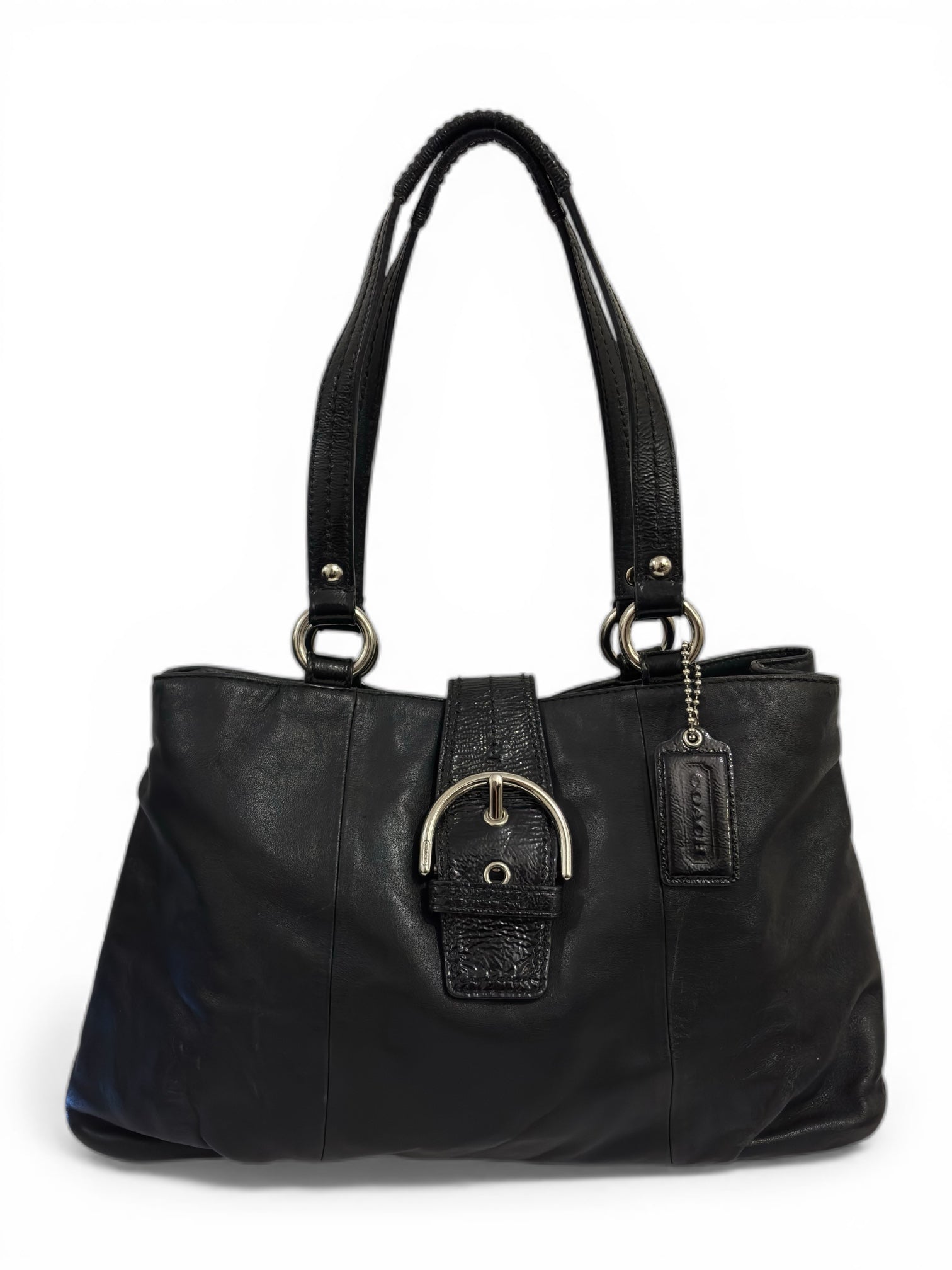Coach Black Soft Leather Soho Vintage Buckle Shoulder Bag