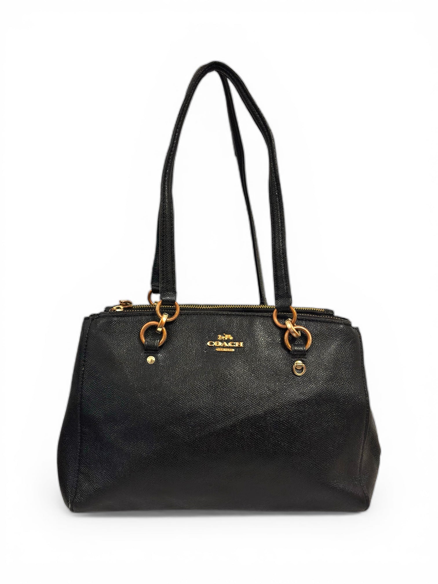 Coach Black Saffiano Leather 'Etta' Gold Hardware Shoulder Bag F76938