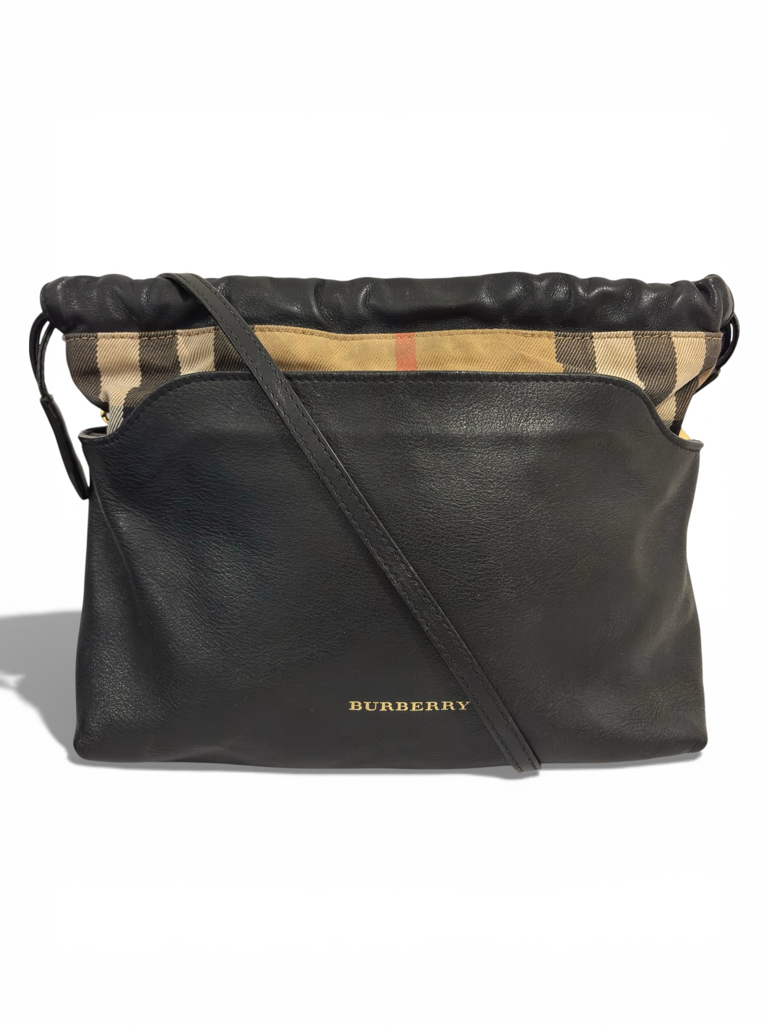 Burberry 'Little Crush' Calfskin Leather Signature House Check Canvas Vintage Crossbody Bag
