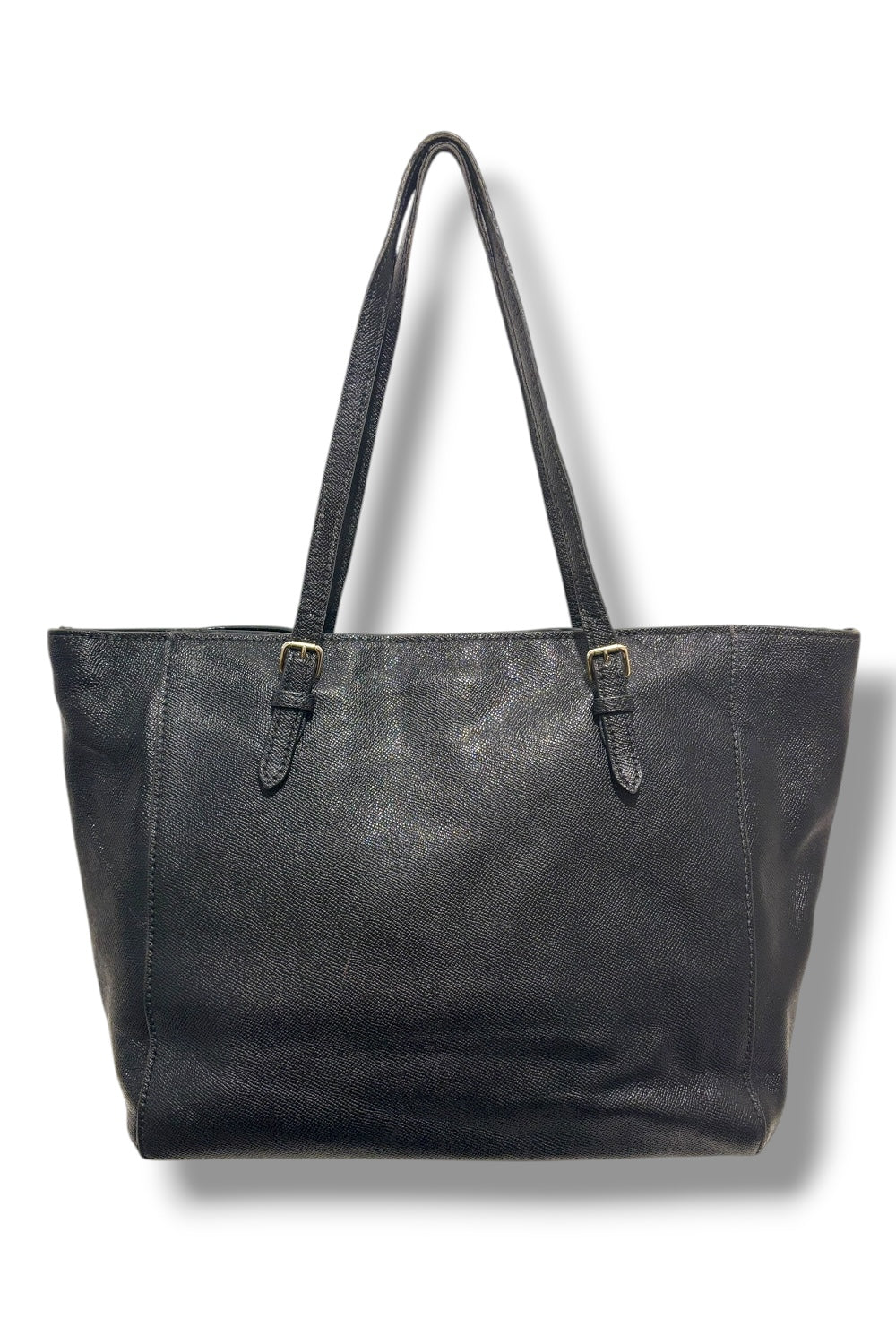 Coach Black Genuine Leather Turn lock Large Gold Hardware Tote Shoulder Bag