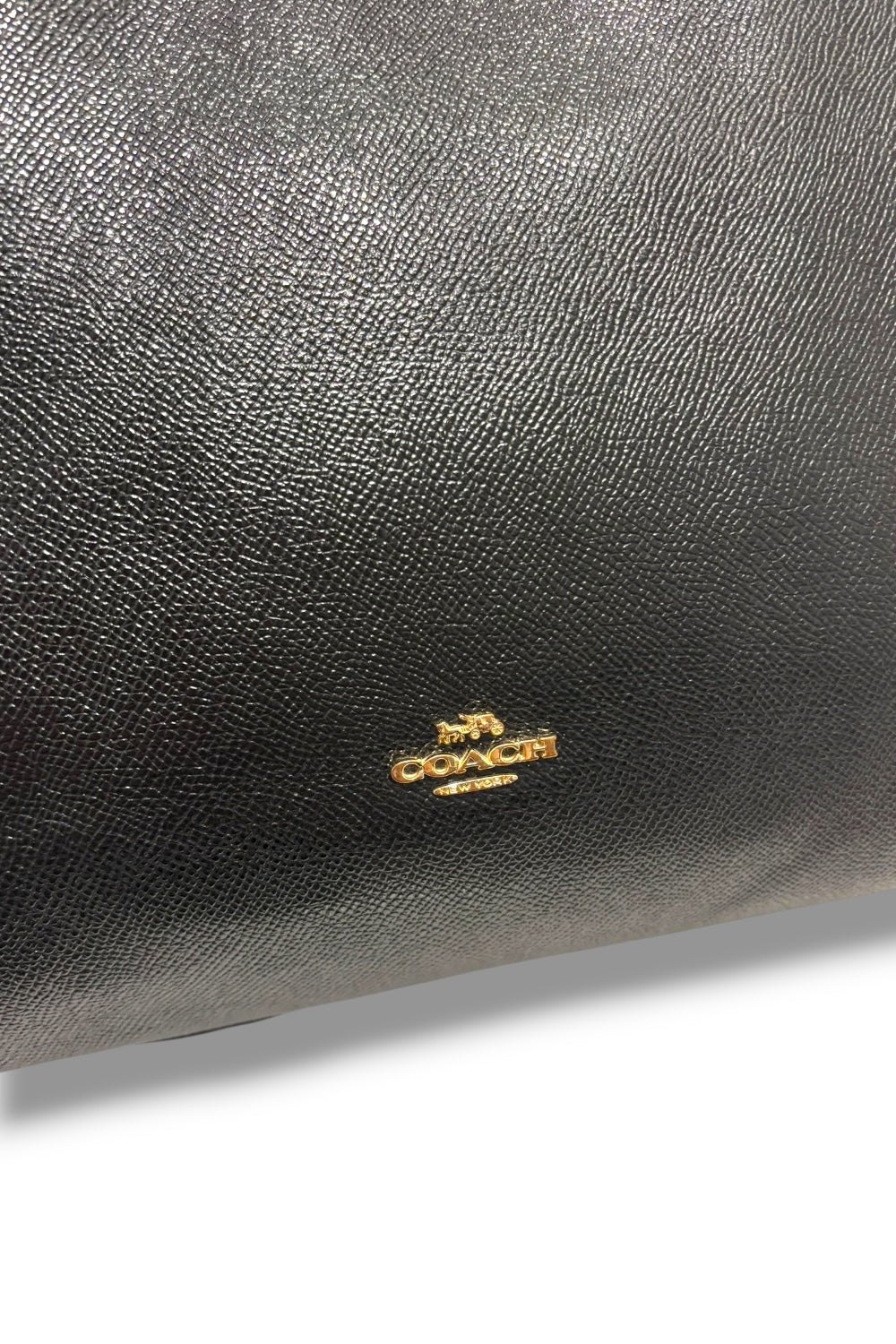 Coach Black Genuine Leather Turn lock Large Gold Hardware Tote Shoulder Bag