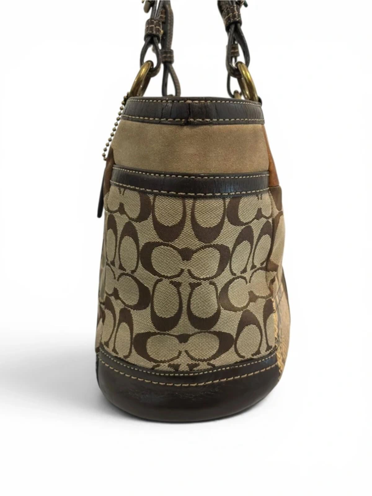 Coach Patchwork Brown Canvas Leather & Suede Cheetah Animal Print Gallery Vintage Tote Shoulder Bag