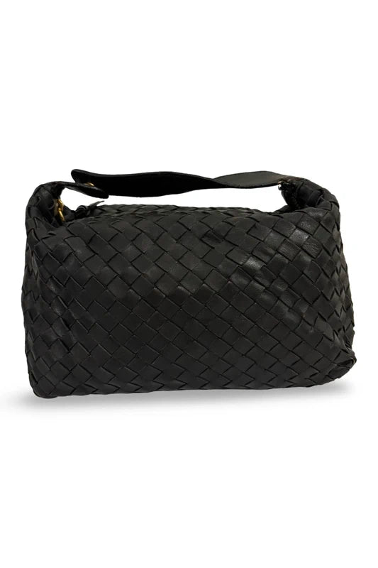 Bottega Veneta Intrecciato Black Soft Leather Accessory Pouch Bag Handbag