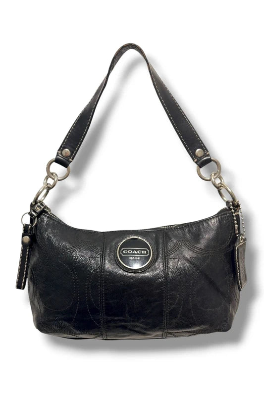 Coach Black Hobo Soho Patent Leather Y2K Vintage Signature Shoulder Bag
