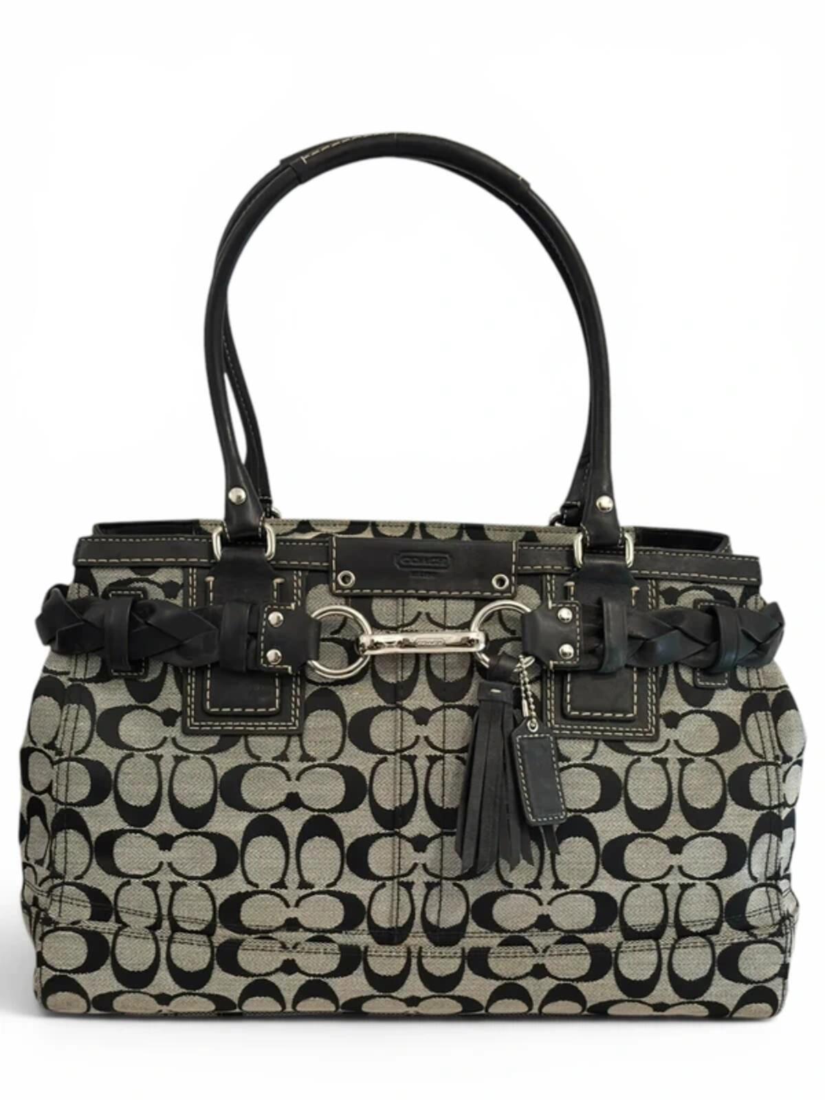 Vintage Coach Bag Hamptons Signature Braided Tassel Tote F13068
