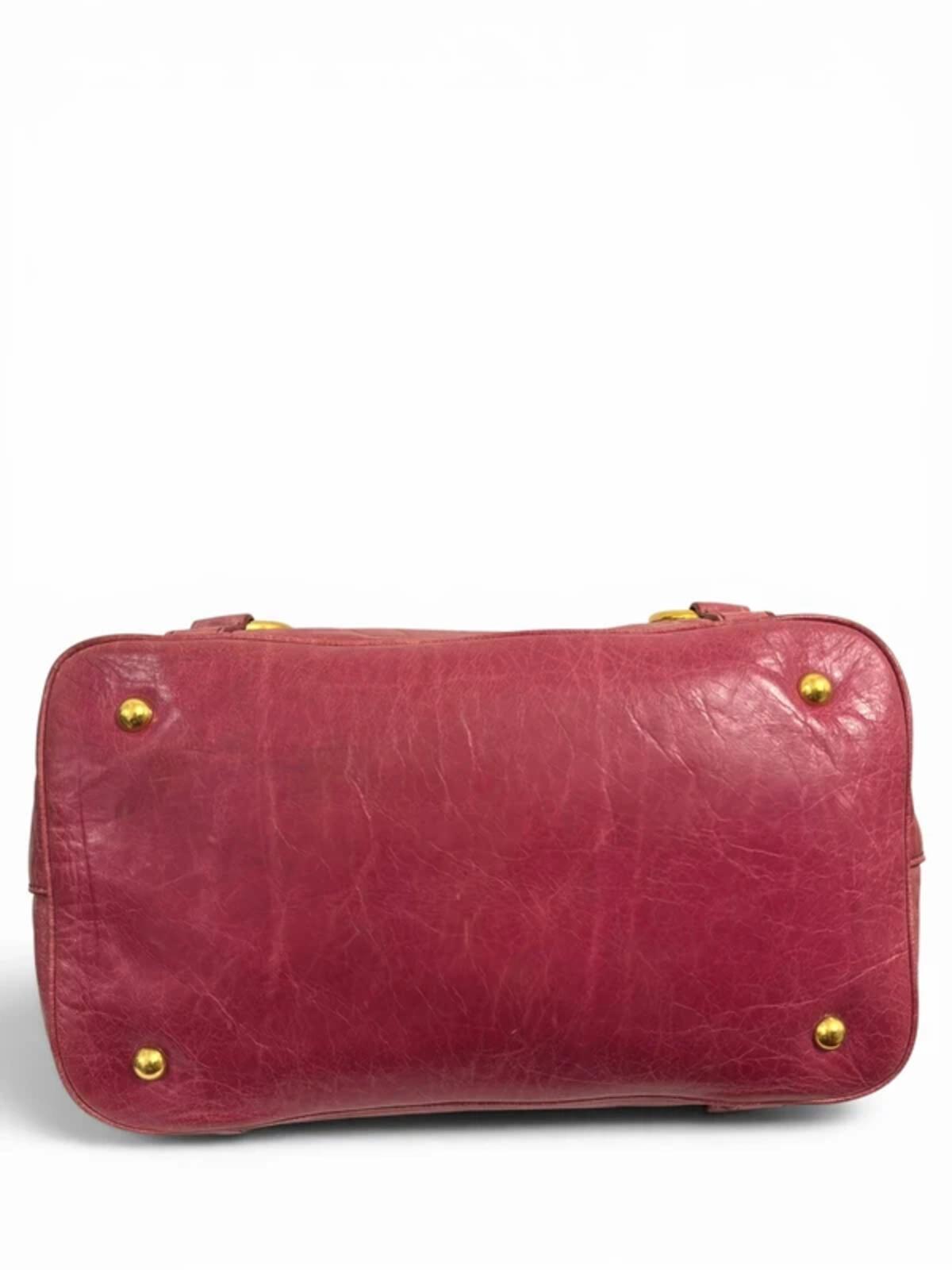 Miu Miu Pink Fuchsia Vitello Lux Leather 2-Way Shine Crossbody / Tote Shoulder Bag