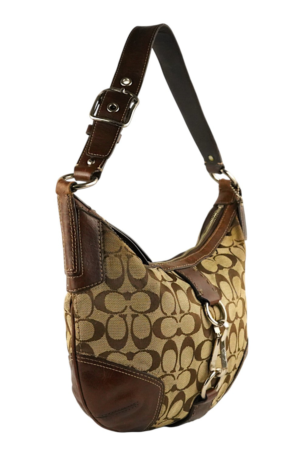 Coach Brown Signature Hamptons Canvas & Leather Hobo Shoulder Bag
