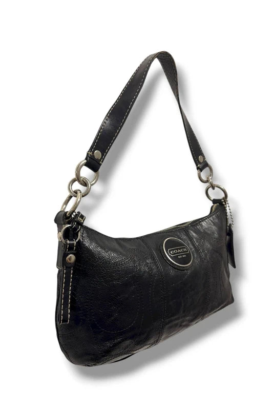 Coach Black Hobo Soho Patent Leather Y2K Vintage Signature Shoulder Bag