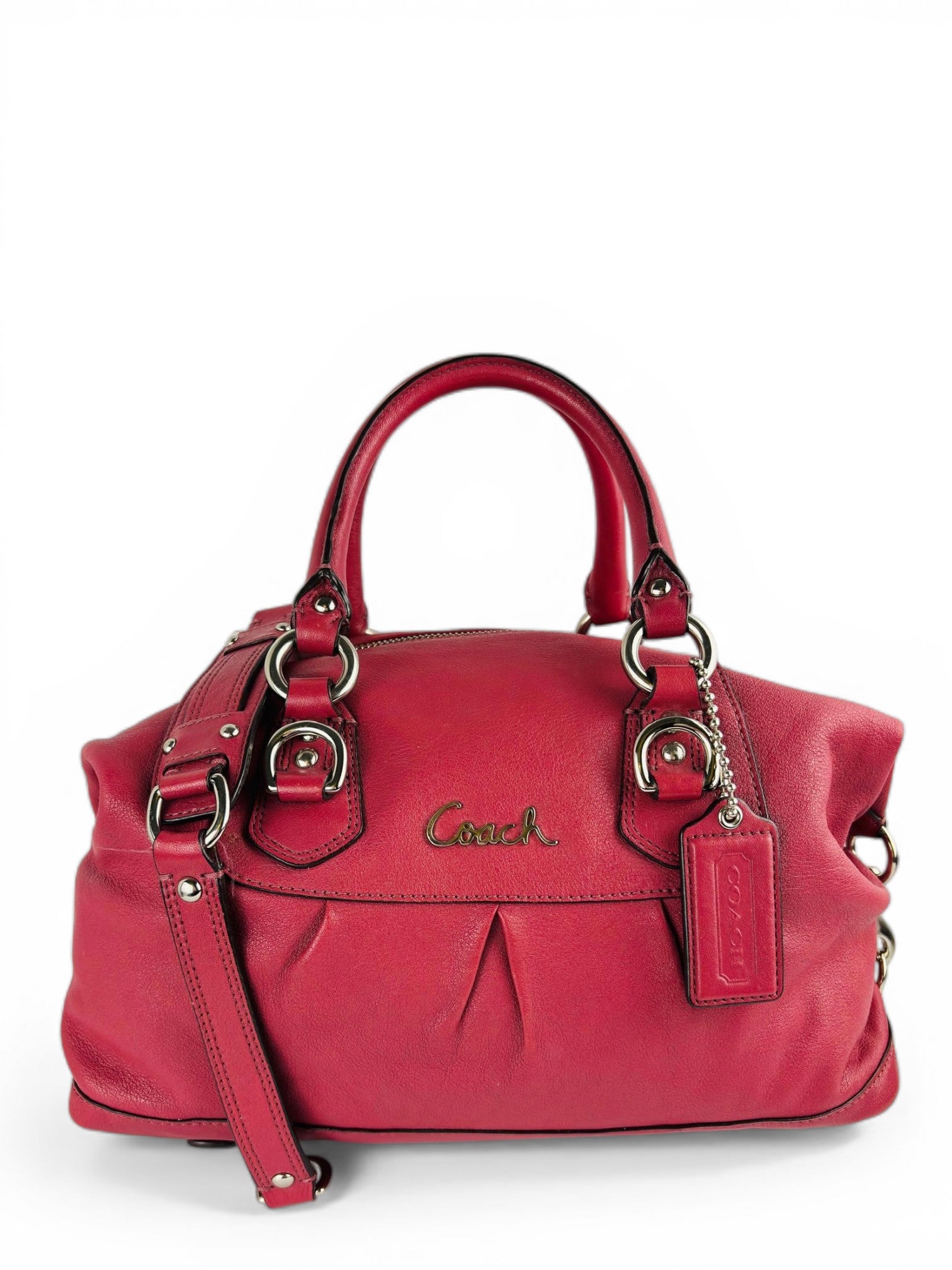 Coach Pink Coral Ashley Leather Pleated Vintage Shoulder Bag