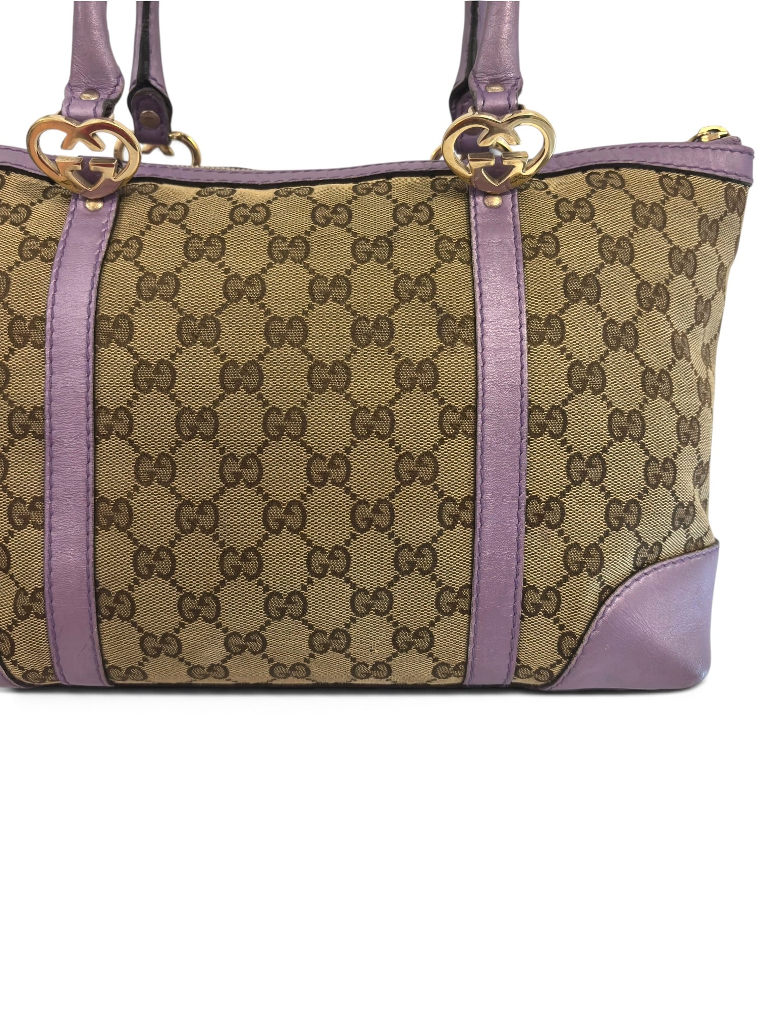 Vintage Gucci Lovey Lovely Heart Bag Canvas Close Up