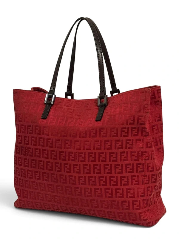 Vintage Fendi Bag Red Zucchino Monogram Tote 3677-8BH073