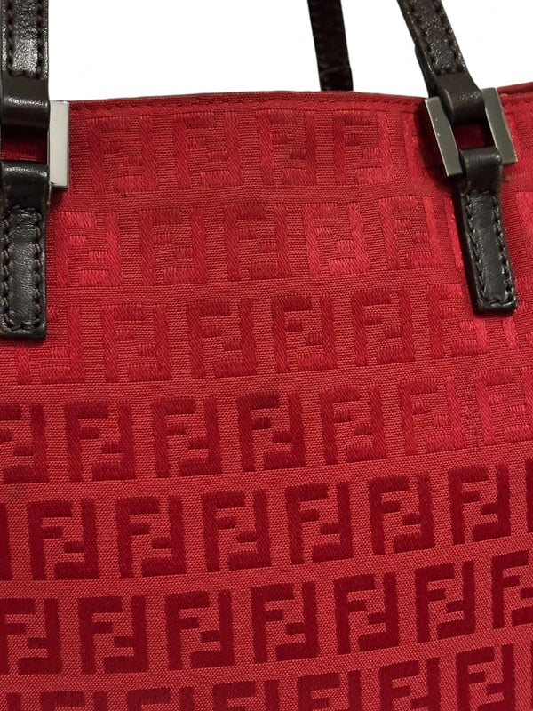 Vintage Fendi Bag Red Zucchino Monogram Tote 3677-8BH073