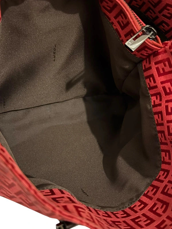 Vintage Fendi Bag Red Zucchino Monogram Tote 3677-8BH073