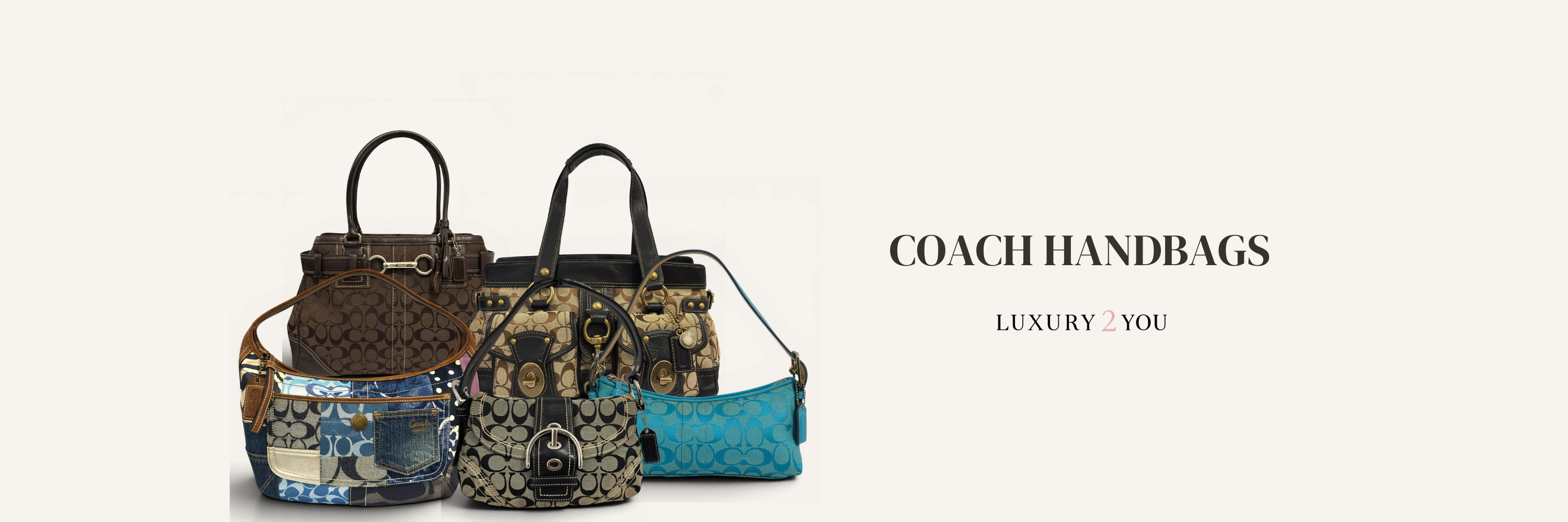 Vintage Coach bags and Y2K Coach handbags collection featuring signature canvas shoulder bags, patchwork bags and rare Coach designs available at Luxury2you.