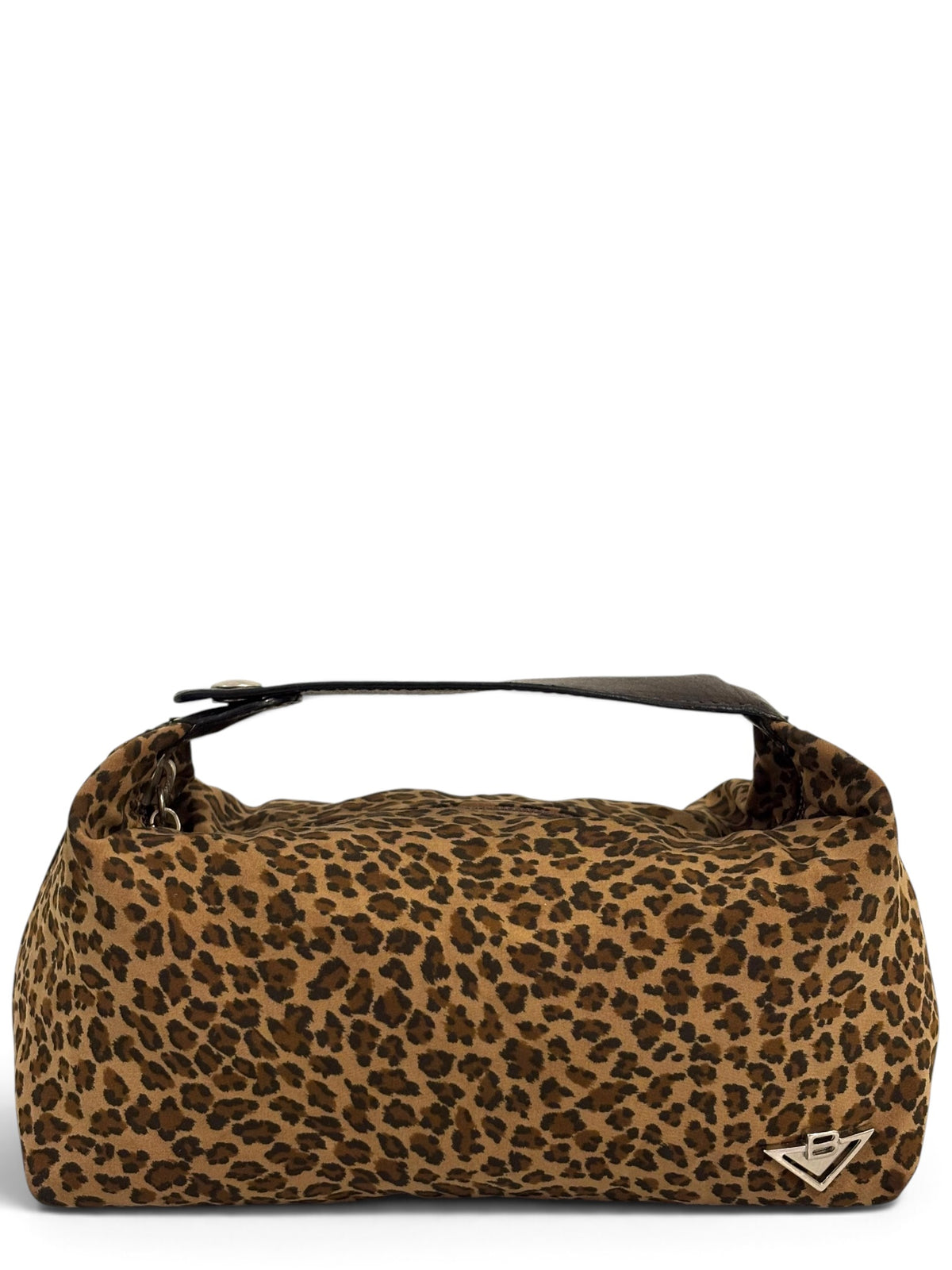 Vintage Bottega Veneta Bag Leopard Print Nylon Top Handle Vanity