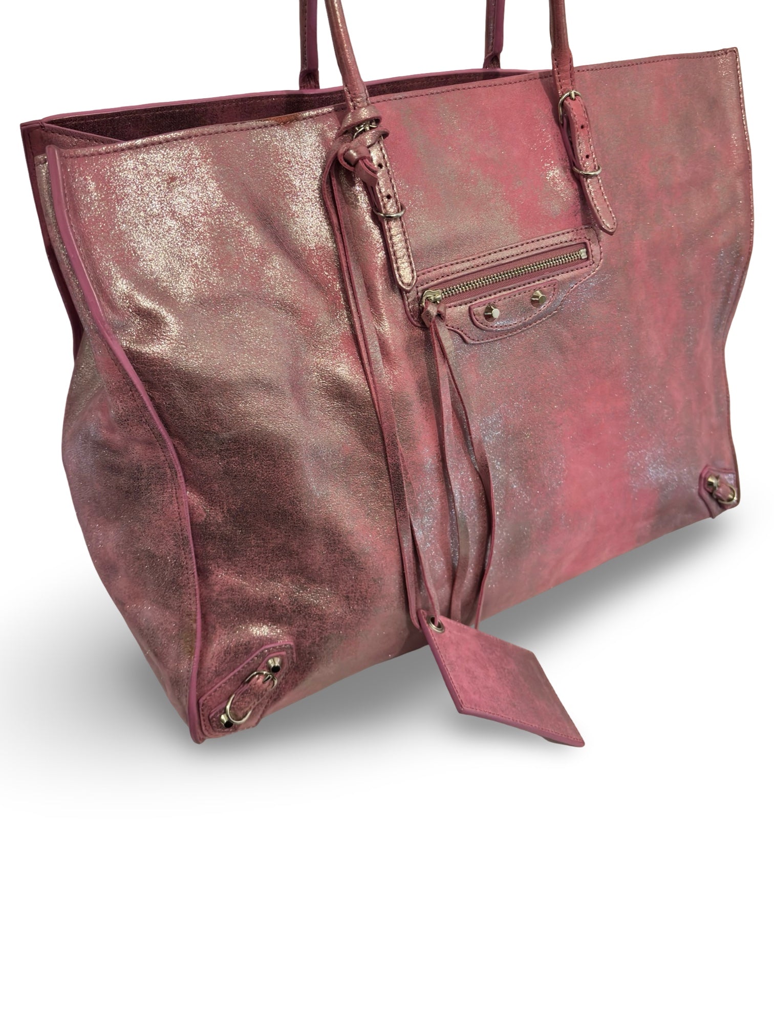 Balenciaga Metallic Leather Pink & Silver Papier A5
City Tote Shoulder Bag