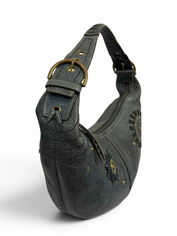 Vintage Coach Limited Edition Bag 10063 Mia Distressed Leather Studded Hobo