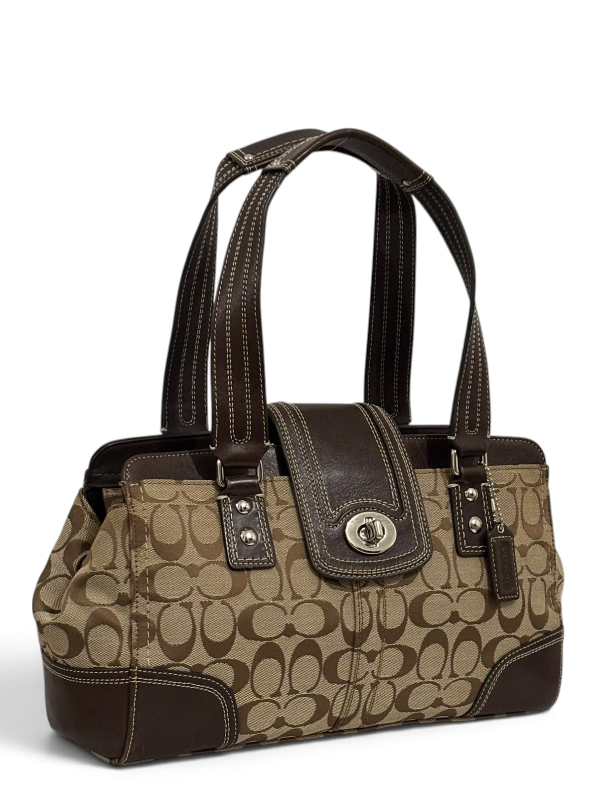 Vintage Coach Hamptons Signature Tote Bag F13975 In Brown