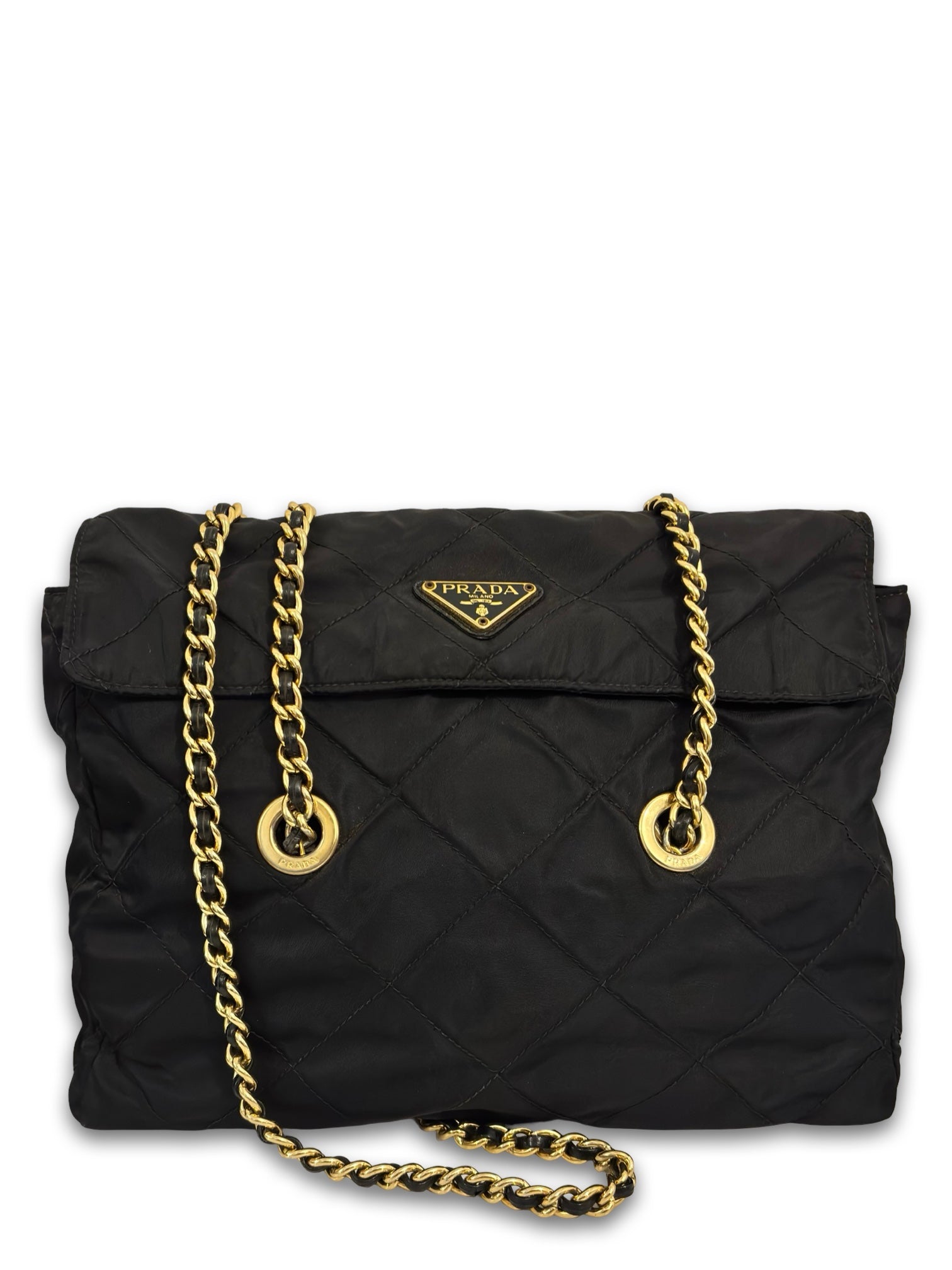 Prada Nylon Black Tessuto Quilted Chain Shoulder / Crossbody
Bag