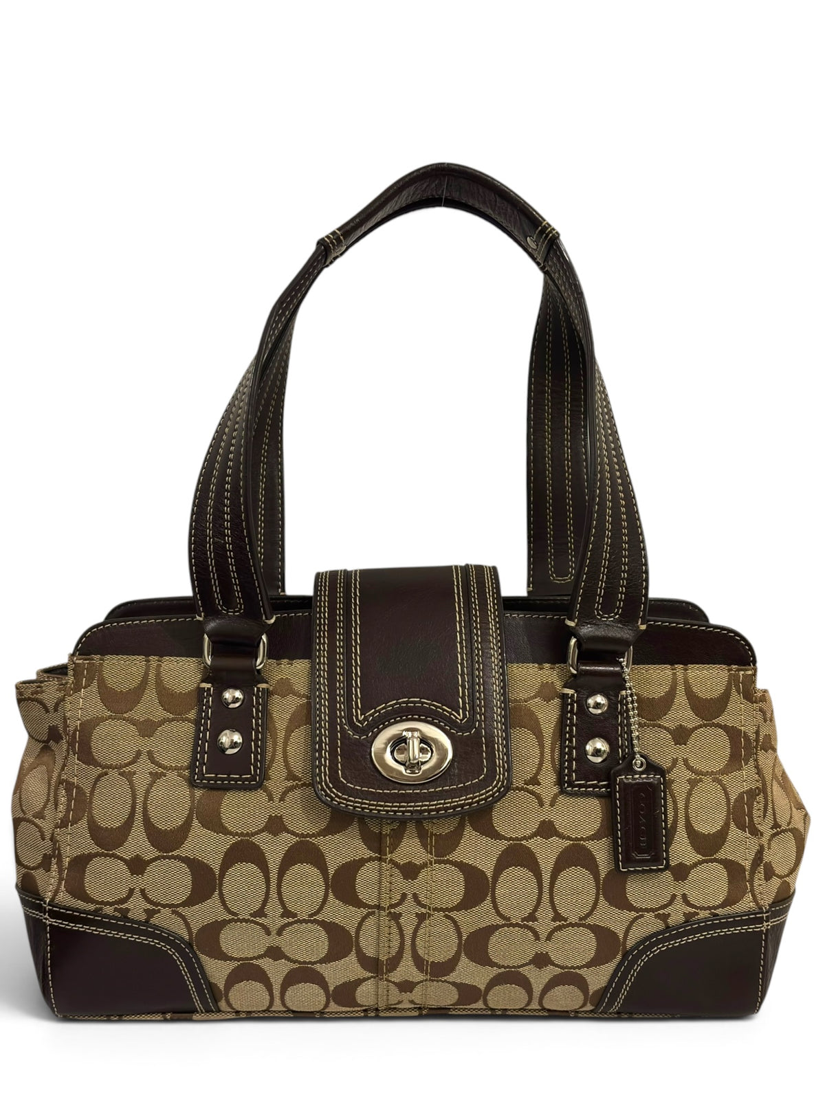 Vintage Coach Bag Hamptons Signature Brown Tote F13975