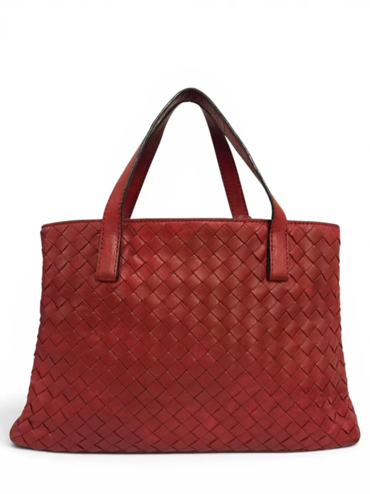 Bottega Veneta Red Leather Intrecciato Fourre Tote Woven Shoulder Bag