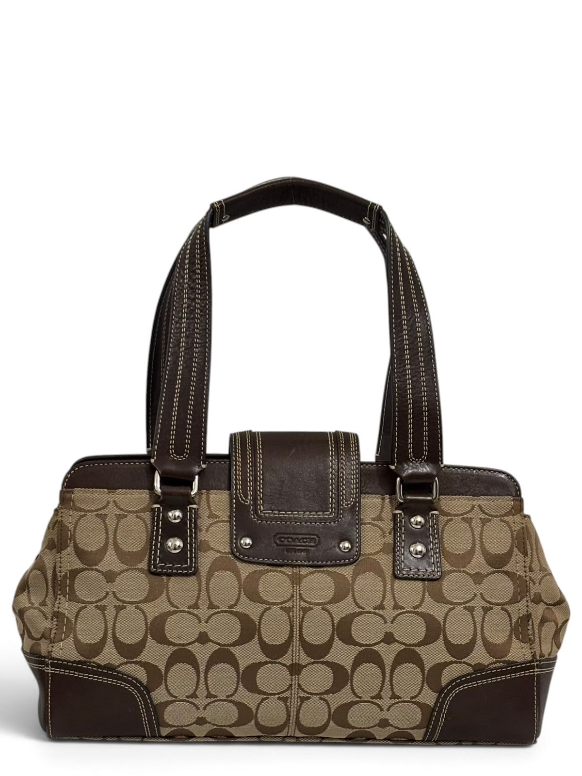 Vintage Coach Hamptons Signature Tote Bag F13975 In Brown