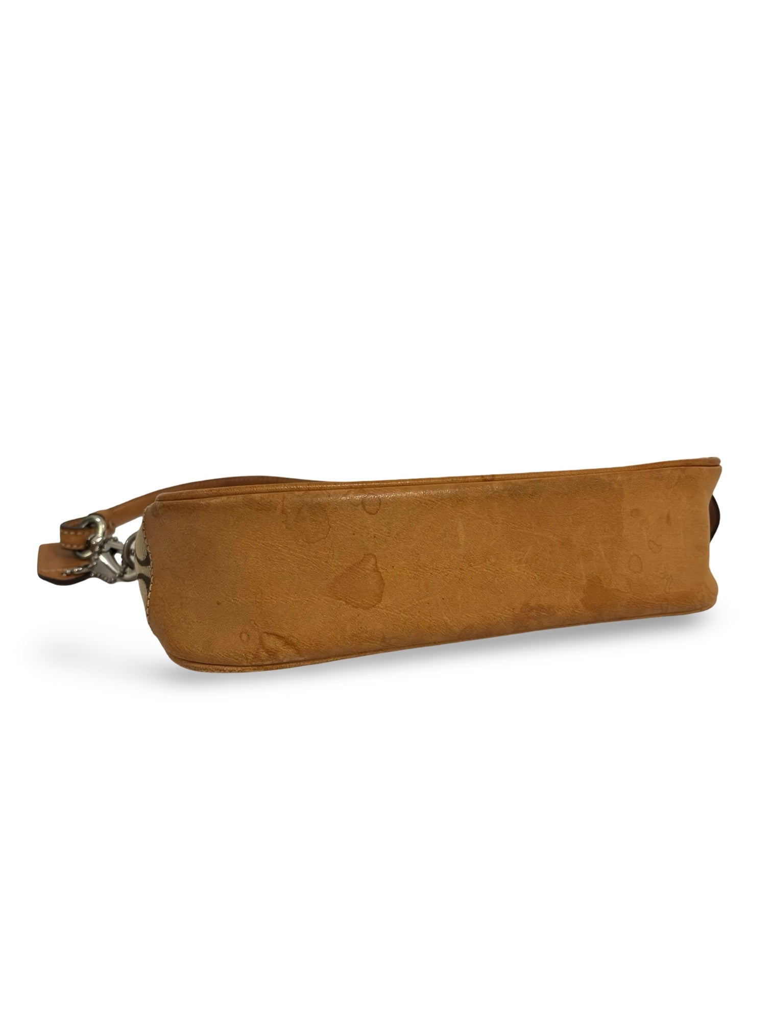 Coach Brown Mini ‘Demi’ Signature Canvas & Leather Pochette Vintage Shoulder Bag