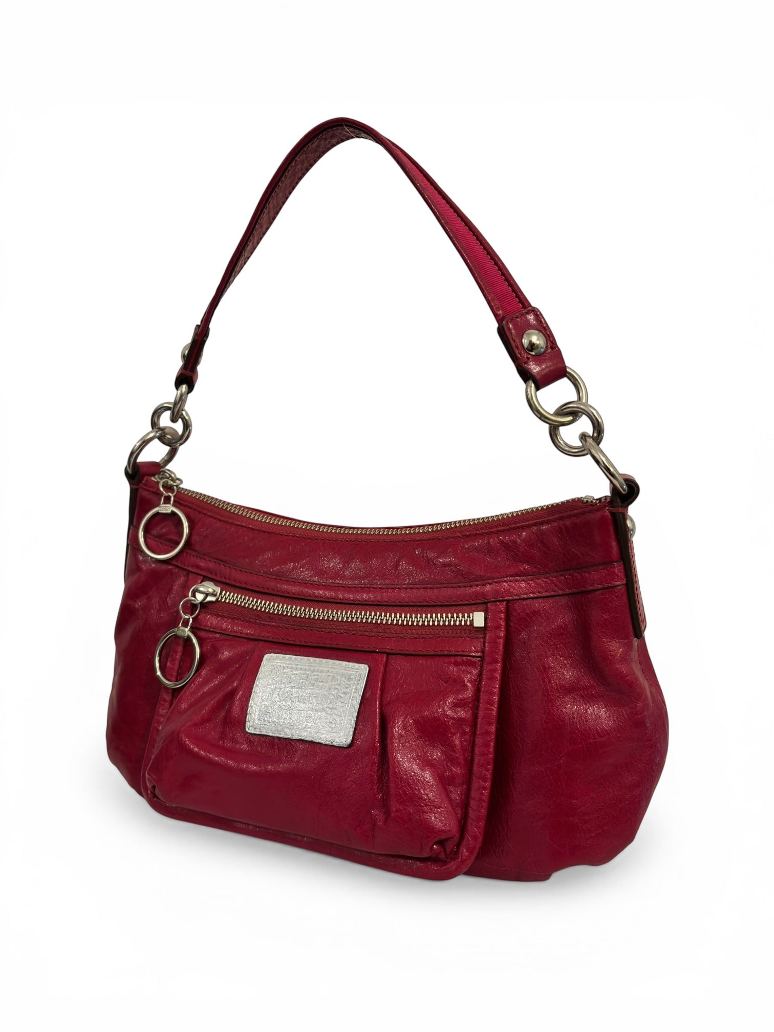 Coach 2000's Baguette Hot Pink Poppy Patent Leather Vintage Shoulder Bag